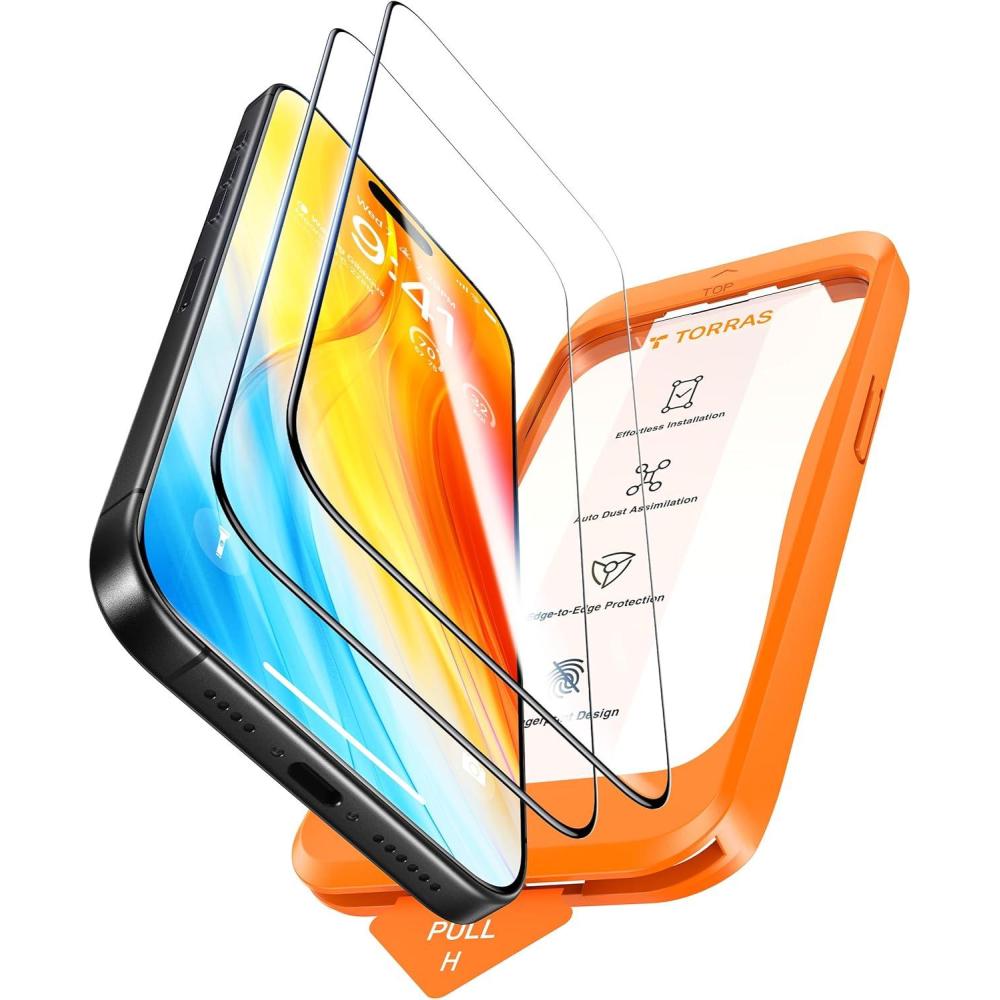 imageTORRAS MilitaryGrade Shatterproof for iPhone 16 Pro Max Screen Protector 9H Aerospace Tempered Glass OneStep Installation Full Coverage Fit Bubble Free TopNotch Protection 2 Pack GlassGo XiPhone 15 Pro61 inch