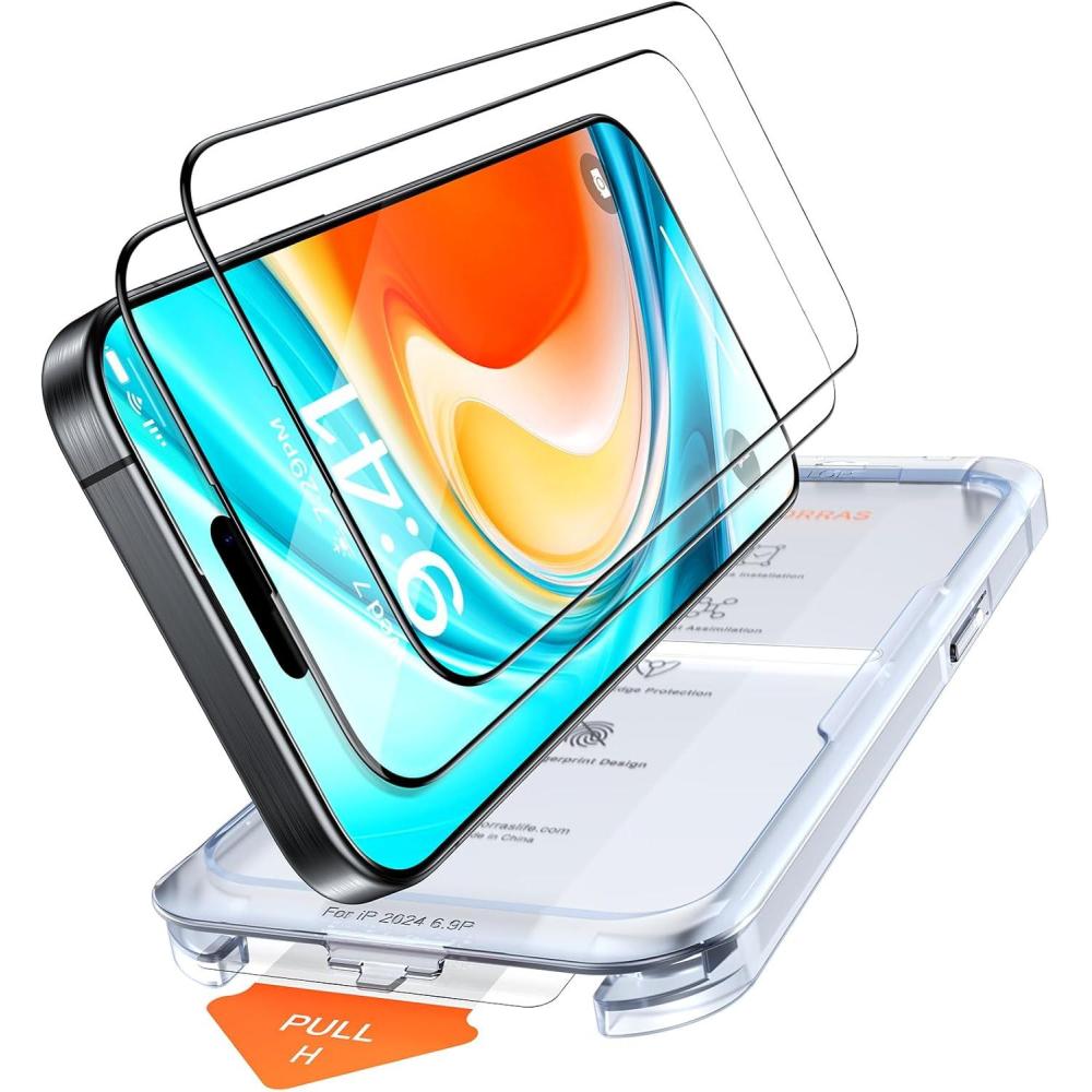 imageTORRAS MilitaryGrade Shatterproof for iPhone 16 Pro Max Screen Protector 9H Aerospace Tempered Glass OneStep Installation Full Coverage Fit Bubble Free TopNotch Protection 2 Pack GlassGo XiPhone 1661 inch