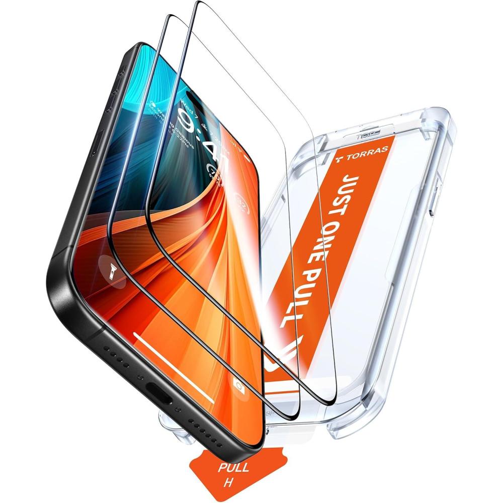 imageTORRAS MilitaryGrade Shatterproof for iPhone 16 Pro Max Screen Protector 9H Aerospace Tempered Glass OneStep Installation Full Coverage Fit Bubble Free TopNotch Protection 2 Pack GlassGo XiPhone Air 65 inches