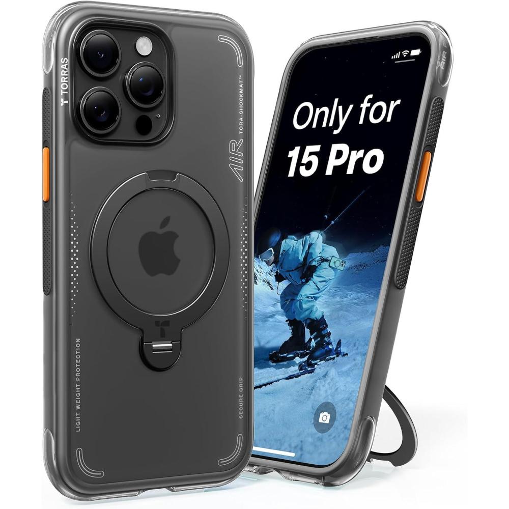 imageTORRAS Ostand Q3 Air for iPhone 17 Pro Max Case with 360 Magnetic Stand Fit for MagSafe MilGrade Drop Tested Camera Control Button Shockproof Phone Case for iPhone 17 Pro Max 69 Midnight BlueShadow Black