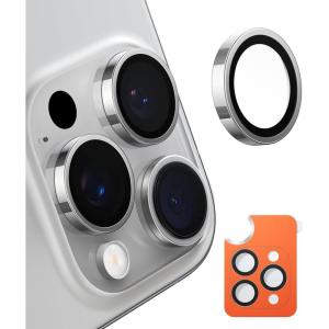 TORRAS 3-Year Ultimate Durability for iPhone 15 Pro Max/15 Pro Camera Lens Protector – 1:1 Invisible Fit & Ultra Clarity, Military-Grade 9H+ Aerospace Glass, Anti-Scratch, Easy Installation, Black Titanium(Natural Titanium)