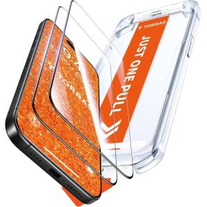 TORRAS Military-Grade Shatterproof for iPhone 16 Pro Max Screen Protector [9H+ Aerospace Tempered Glass＆ One-Step Installation] Full Coverage Fit Bubble Free Top-Notch Protection, 2 Pack, GlassGo X(iPhone 17 Pro Max (6.9 inches))