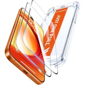 TORRAS Military-Grade Shatterproof for iPhone 16 Pro Max Screen Protector [9H+ Aerospace Tempered Glass＆ One-Step Installation] Full Coverage Fit Bubble Free Top-Notch Protection, 2 Pack, GlassGo X(iPhone 17 Pro (6.3 inches))