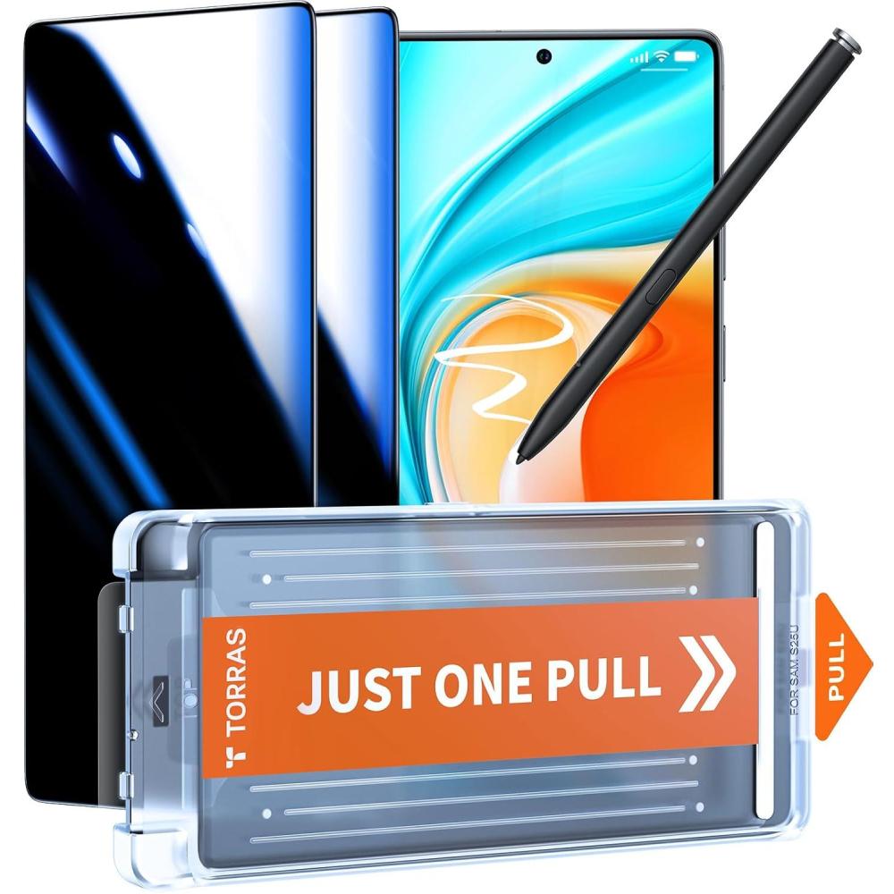 imageTORRAS for Samsung Galaxy S25 Ultra Privacy Screen Protector MilitaryGrade 9H Aerospace Tempered Glass OnePull Installation Anti Spy Screen Protector Samsung Galaxy S25 Ultra 69 2 Pack