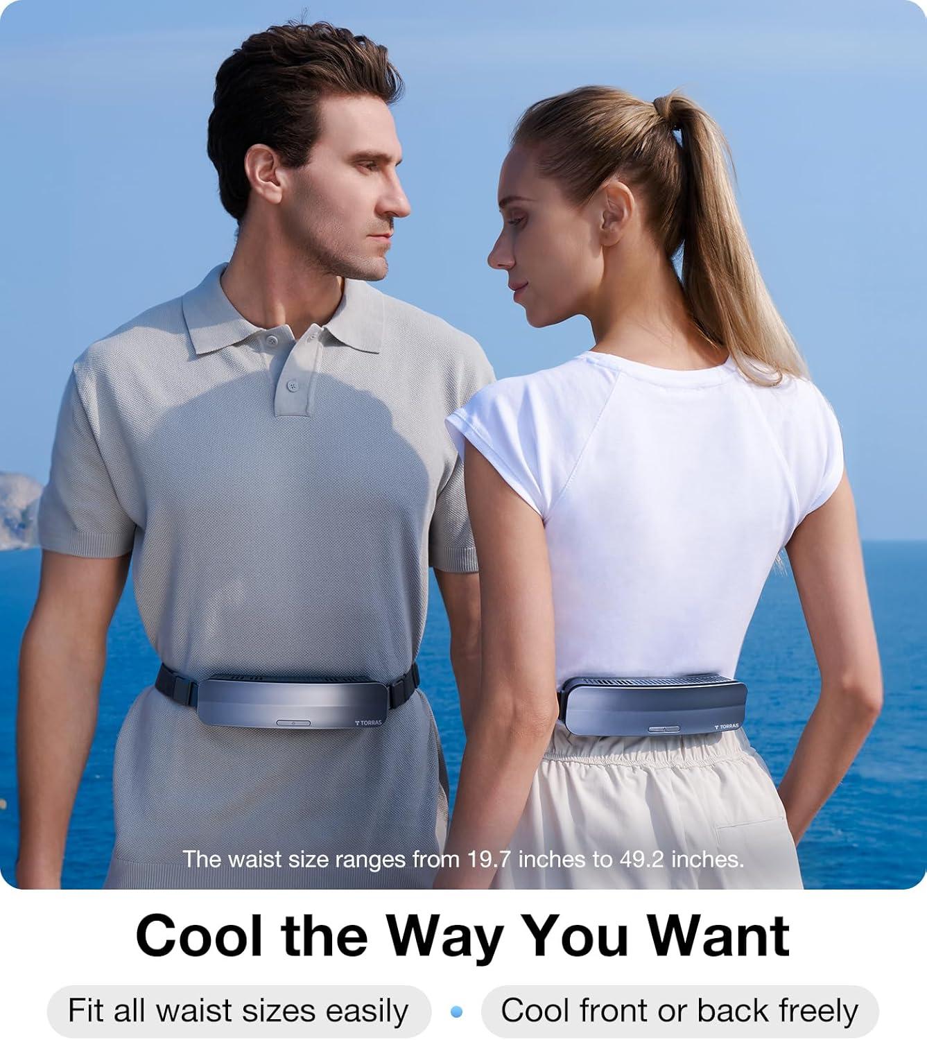 imageTORRAS 2024 COOLiFY ZONE Wearable Waist Fan with Max 15H Working Time Strong Wind Power for Full Body Cooling fan Rechargeable Belt Fan Durable and Suitable for Outdoor Work and Sports