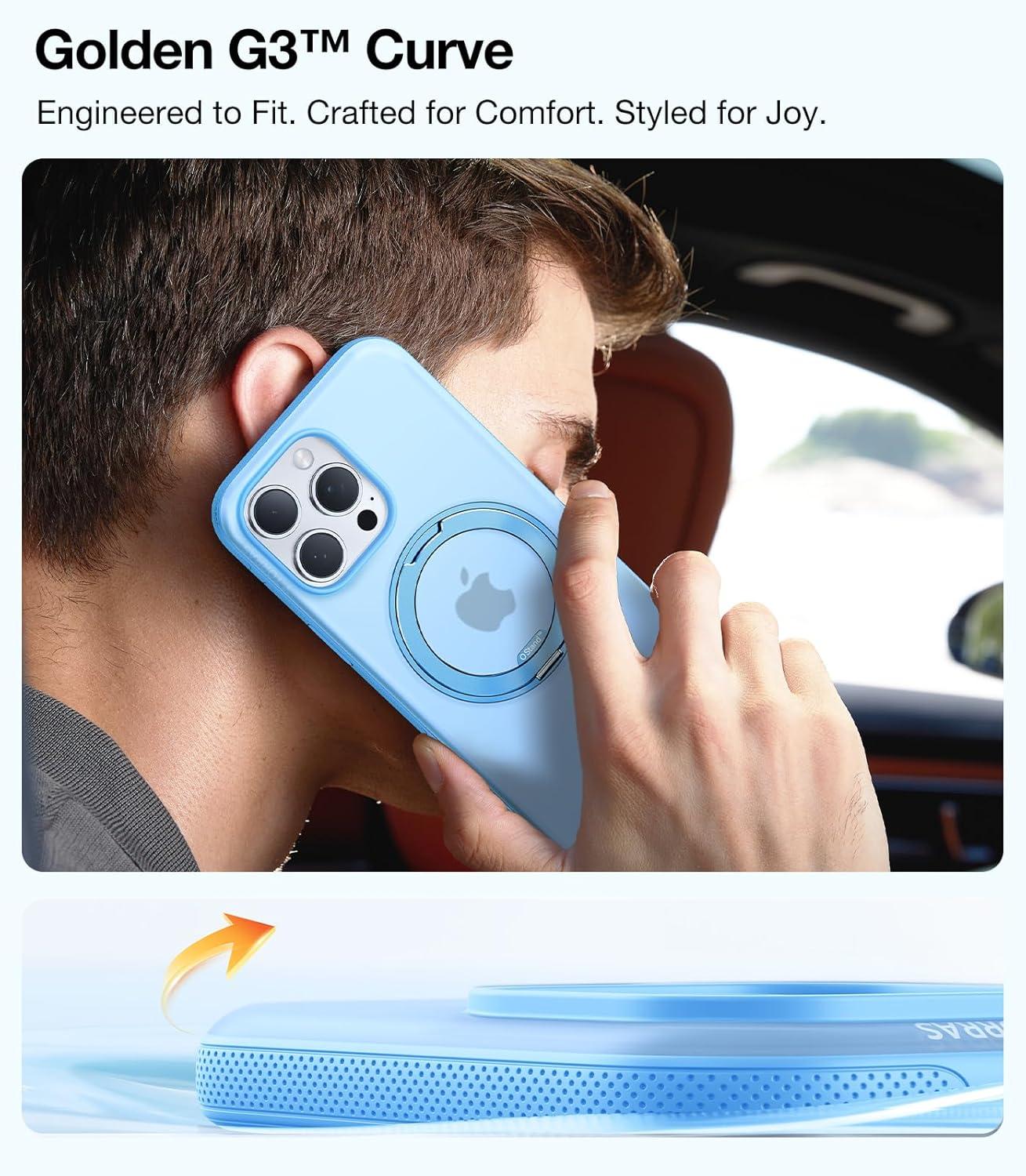 imageTORRAS 360 Magnetic Stand for iPhone 16 Pro Max Case Fit for MagSafe MilitaryGrade Protection Translucent Slim Case for iPhone 16 Pro Max Obsidian Black Ostand O3 Fitness SeriesCoastal Blue