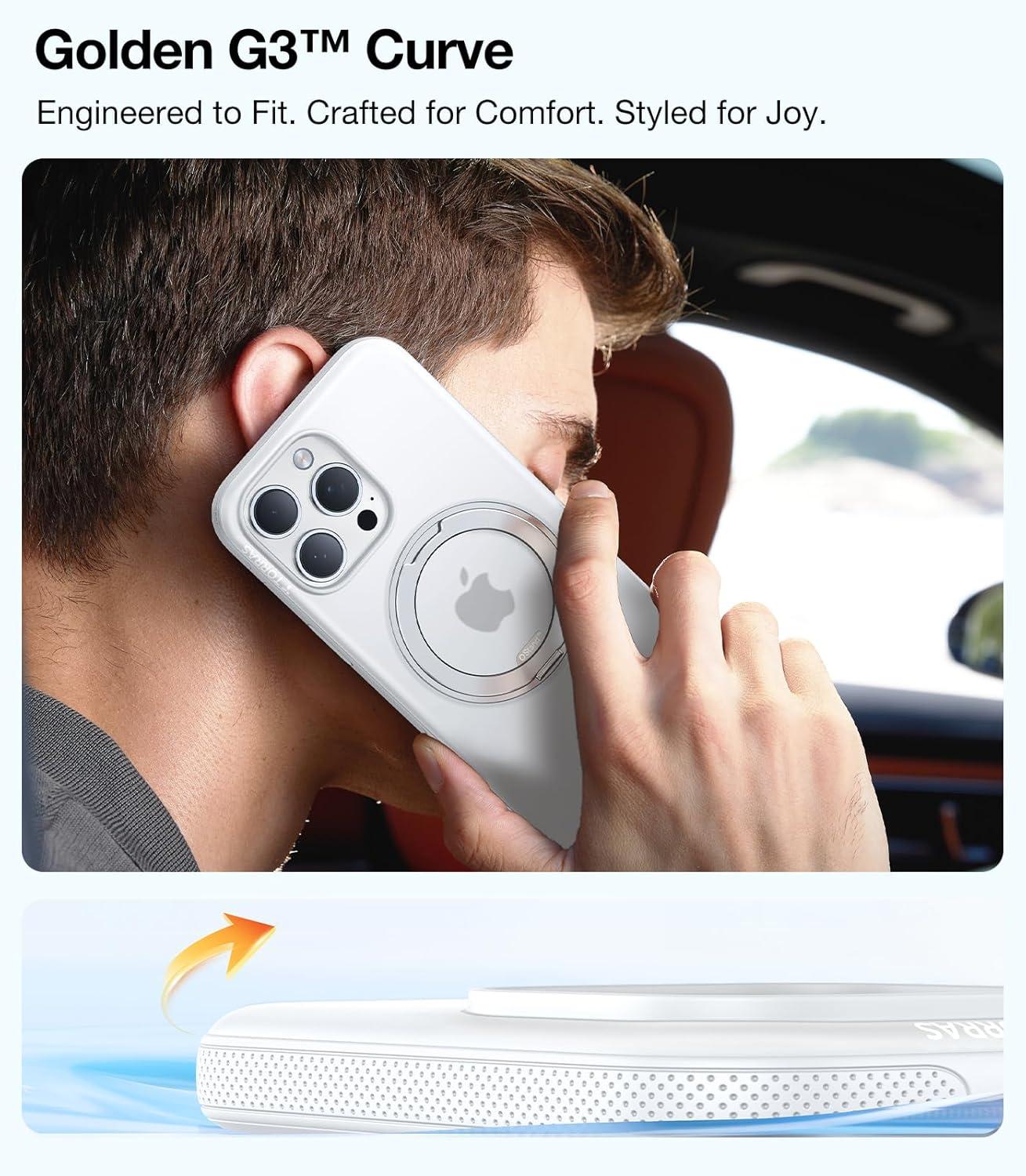 imageTORRAS 360 Magnetic Stand for iPhone 16 Pro Max Case Fit for MagSafe MilitaryGrade Protection Translucent Slim Case for iPhone 16 Pro Max Obsidian Black Ostand O3 Fitness SeriesGlacier White