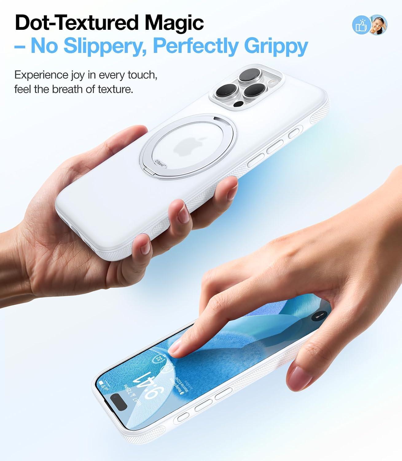 imageTORRAS 360 Magnetic Stand for iPhone 16 Pro Max Case Fit for MagSafe MilitaryGrade Protection Translucent Slim Case for iPhone 16 Pro Max Obsidian Black Ostand O3 Fitness SeriesGlacier White