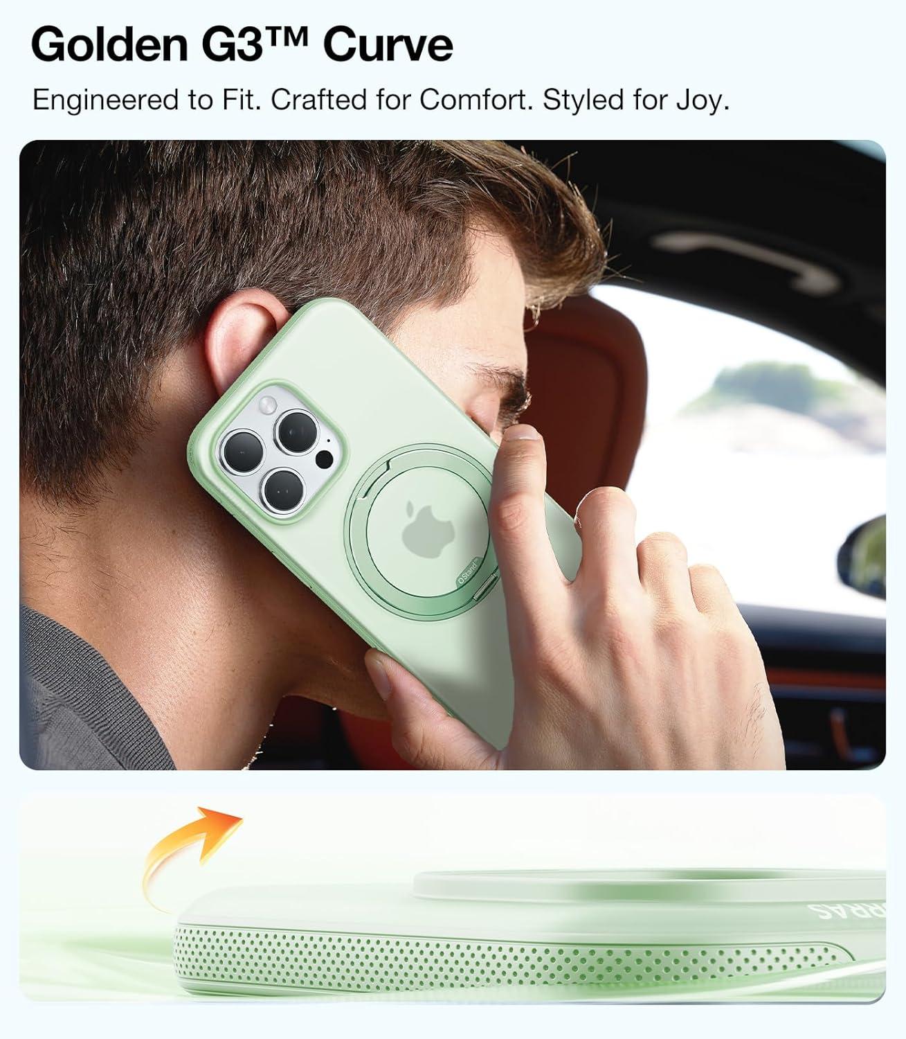 imageTORRAS 360 Magnetic Stand for iPhone 16 Pro Max Case Fit for MagSafe MilitaryGrade Protection Translucent Slim Case for iPhone 16 Pro Max Obsidian Black Ostand O3 Fitness SeriesMint Green