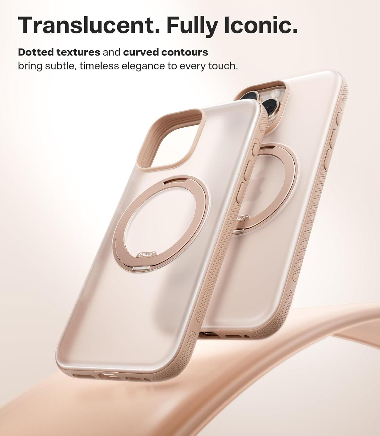 imageTORRAS 360 Magnetic Stand for iPhone 16 Pro Max Case Fit for MagSafe MilitaryGrade Protection Translucent Slim Case for iPhone 16 Pro Max Obsidian Black Ostand O3 Fitness SeriesDesert Titanium