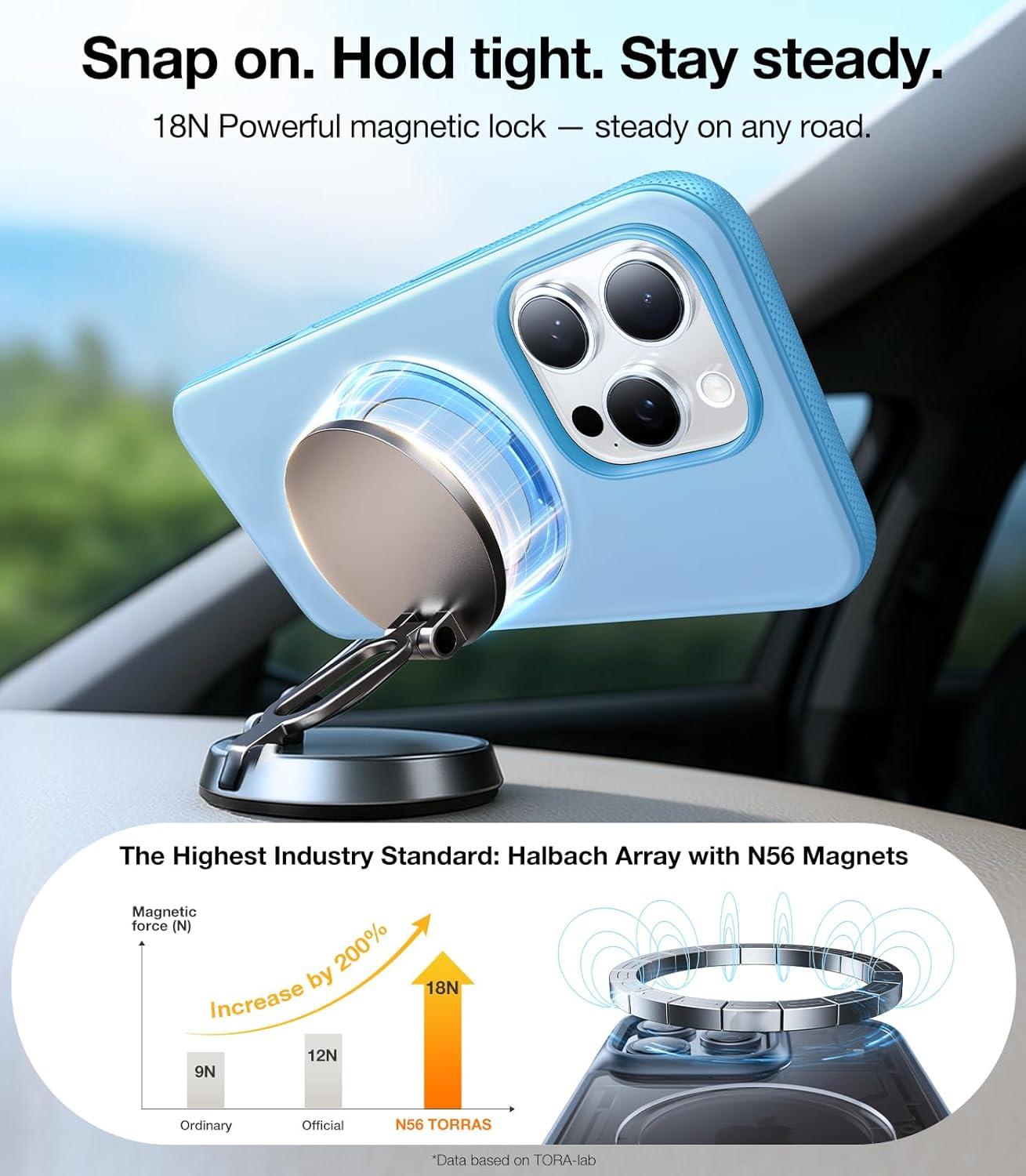 imageTORRAS 360 Magnetic Stand for iPhone 16 Pro Max Case Fit for MagSafe MilitaryGrade Protection Translucent Slim Case for iPhone 16 Pro Max Obsidian Black Ostand O3 Fitness SeriesCoastal Blue