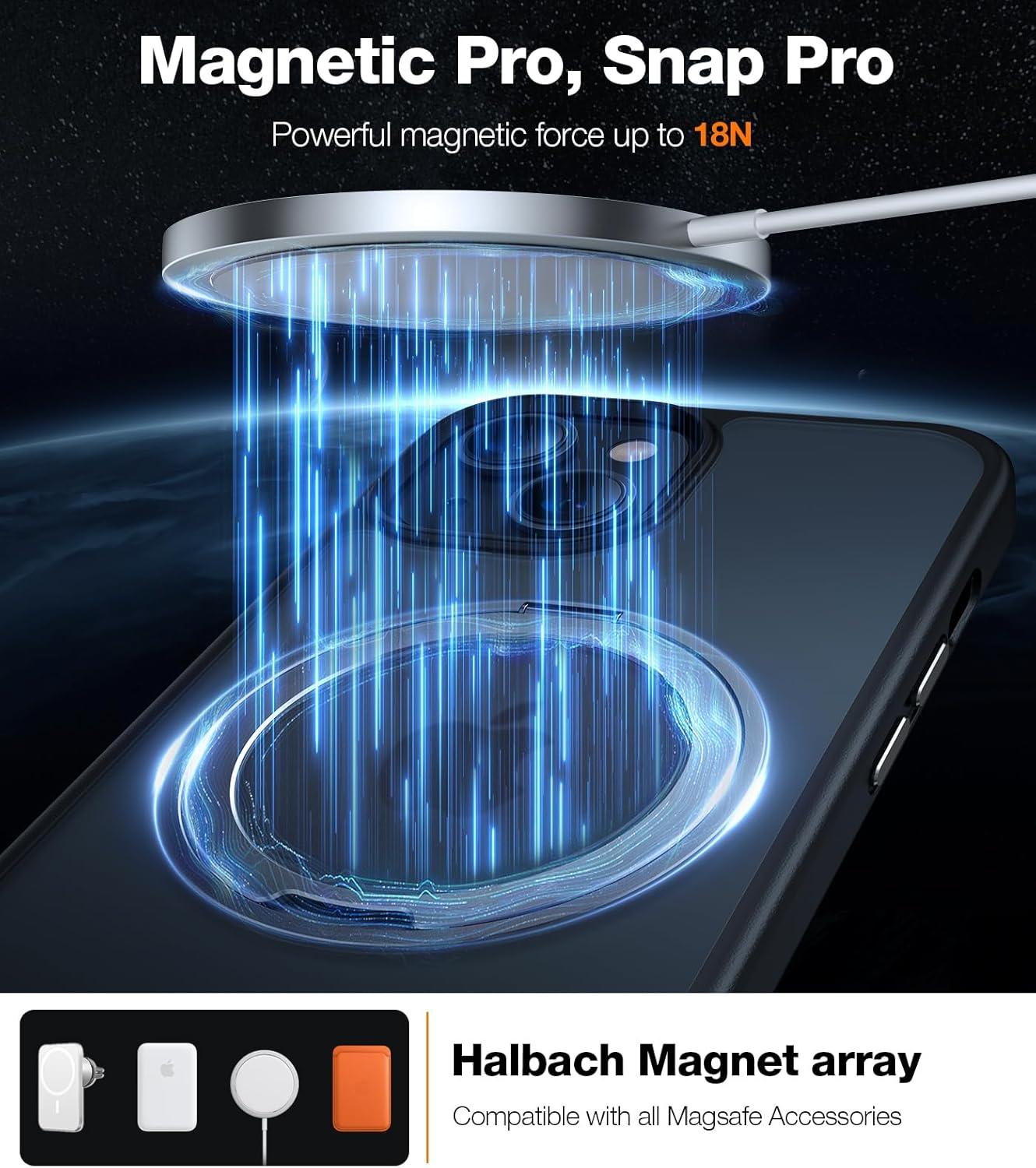 imageTORRAS 360 Rotatable Magnetic Ring for iPhone 16 Plus Case Fit for MagSafe with Stand Ring Holder 16FT Military Grade Shockproof Translucent Back Case for iPhone 16 Plus Phone Case Ostand BlackBlack