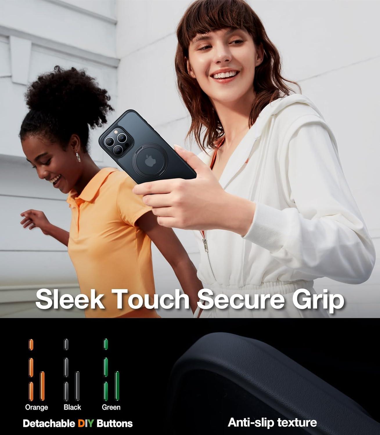 imageTORRAS 360 Rotatable Magnetic Ring for iPhone 16 Plus Case Fit for MagSafe with Stand Ring Holder 16FT Military Grade Shockproof Translucent Back Case for iPhone 16 Plus Phone Case Ostand BlackBlack