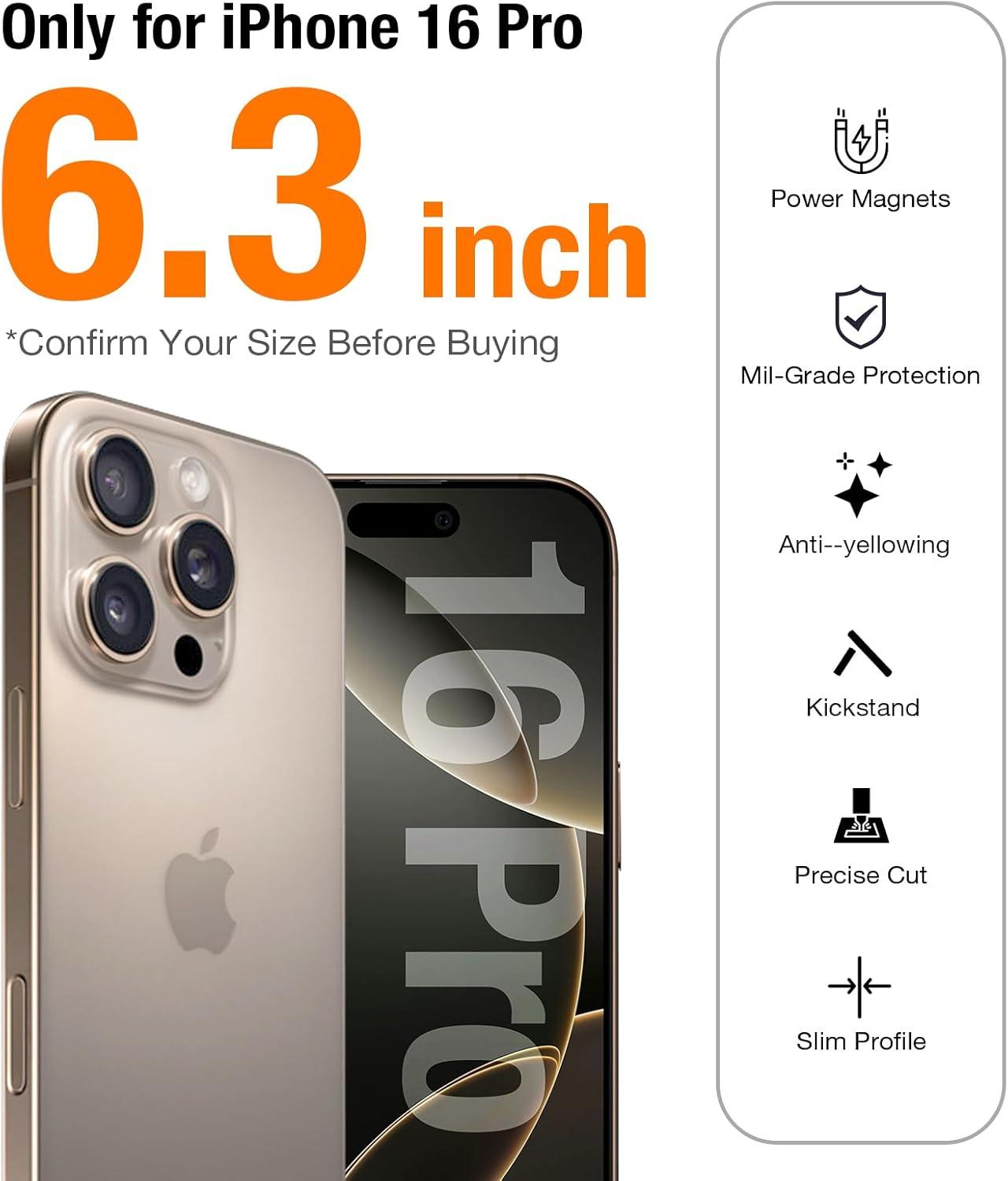 imageTORRAS 360 Spin Magnetic Stand for iPhone 16 Case 61 inch Compatible with Magsafe 12FT Military Grade Protection Shockproof Slim Case for iPhone 16 Phone Case with Kickstand amp Ring Holder BlackClear