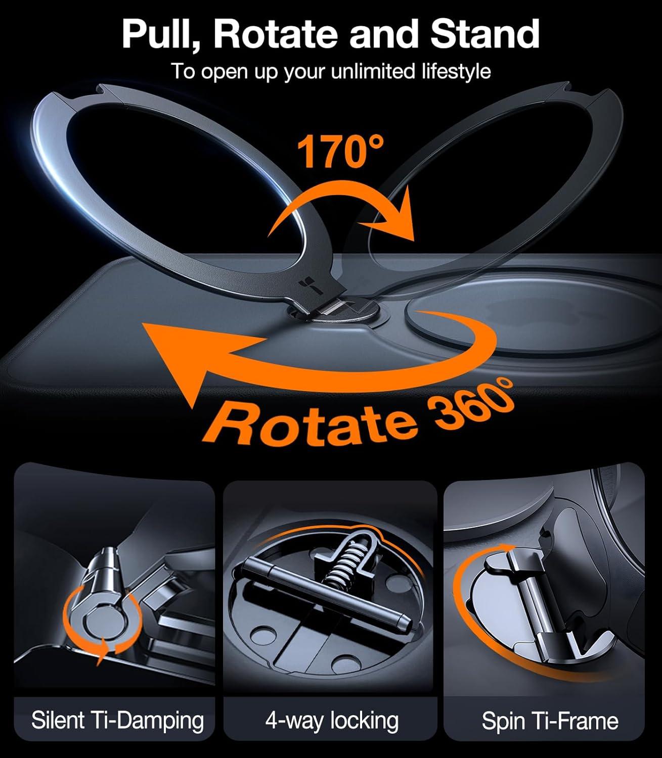 imageTORRAS 360 Spin Magnetic Stand for iPhone 16 Case 61 inch Compatible with Magsafe 12FT Military Grade Protection Shockproof Slim Case for iPhone 16 Phone Case with Kickstand amp Ring Holder BlackBlack