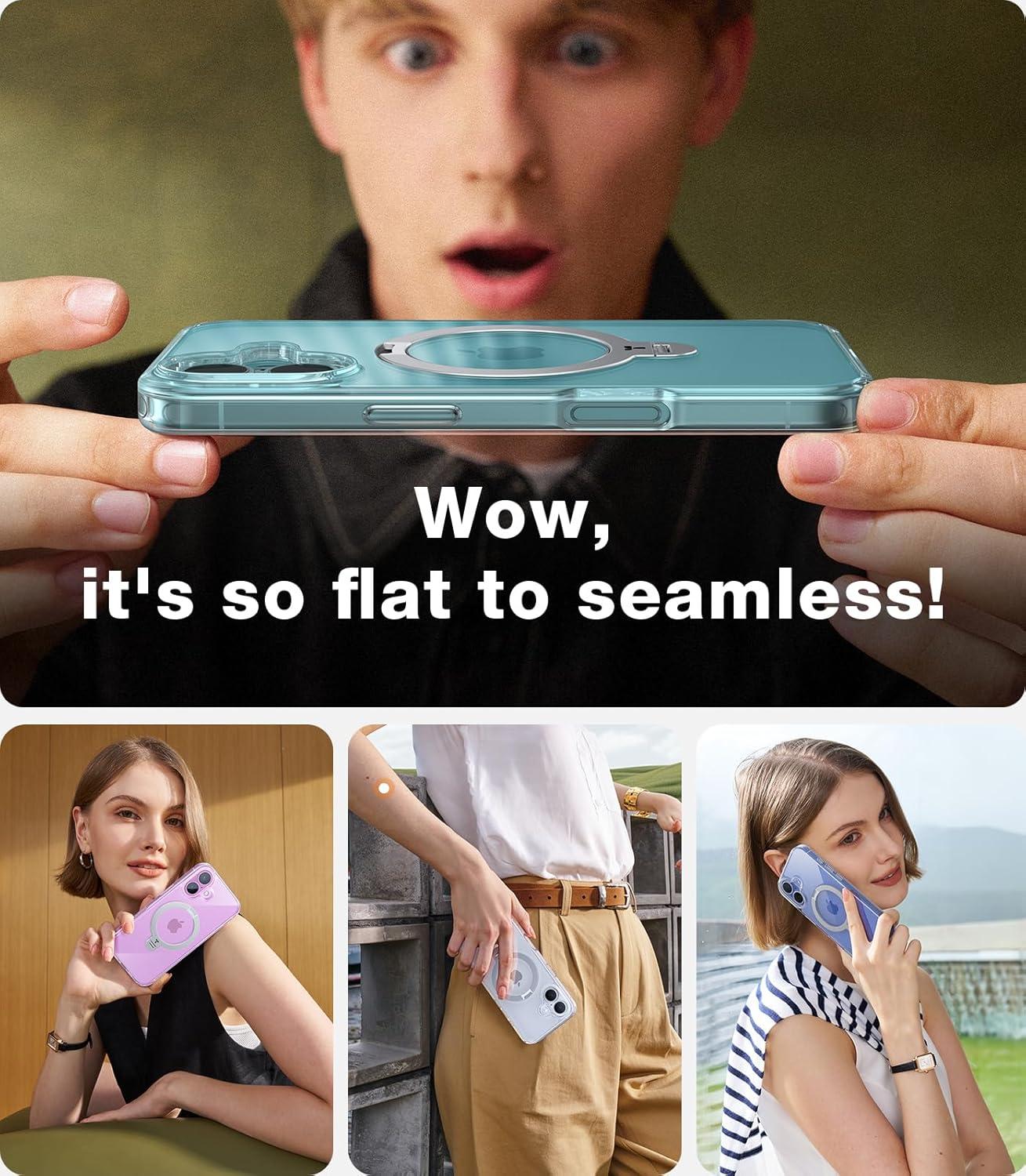 imageTORRAS 360 Spin Magnetic Stand for iPhone 16 Case 61 inch Compatible with Magsafe 12FT Military Grade Protection Shockproof Slim Case for iPhone 16 Phone Case with Kickstand amp Ring Holder BlackClear