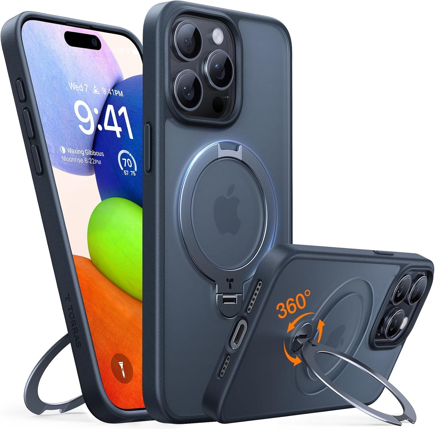 imageTORRAS 360 Spin Magnetic Stand for iPhone 16 Case 61 inch Compatible with Magsafe 12FT Military Grade Protection Shockproof Slim Case for iPhone 16 Phone Case with Kickstand amp Ring Holder BlackBlack