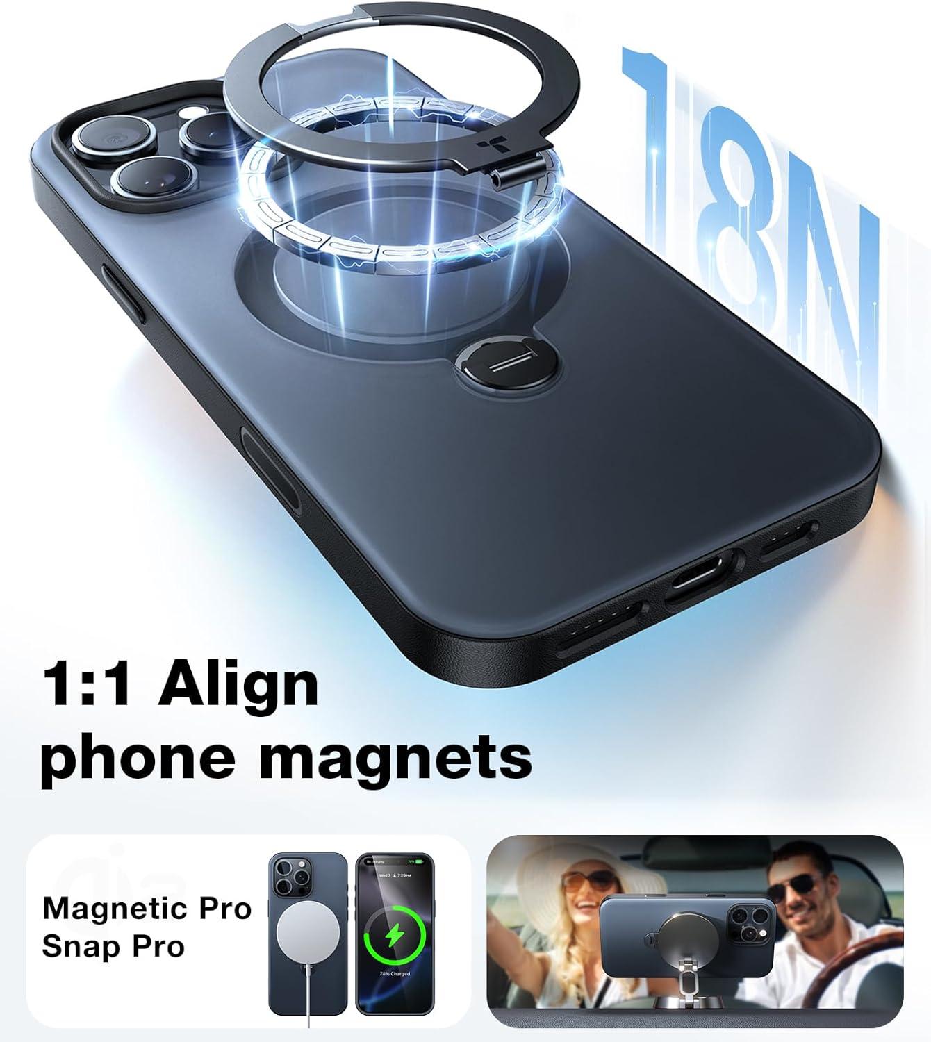 imageTORRAS 360 Spin Magnetic Stand for iPhone 16 Case 61 inch Compatible with Magsafe 12FT Military Grade Protection Shockproof Slim Case for iPhone 16 Phone Case with Kickstand amp Ring Holder BlackBlack