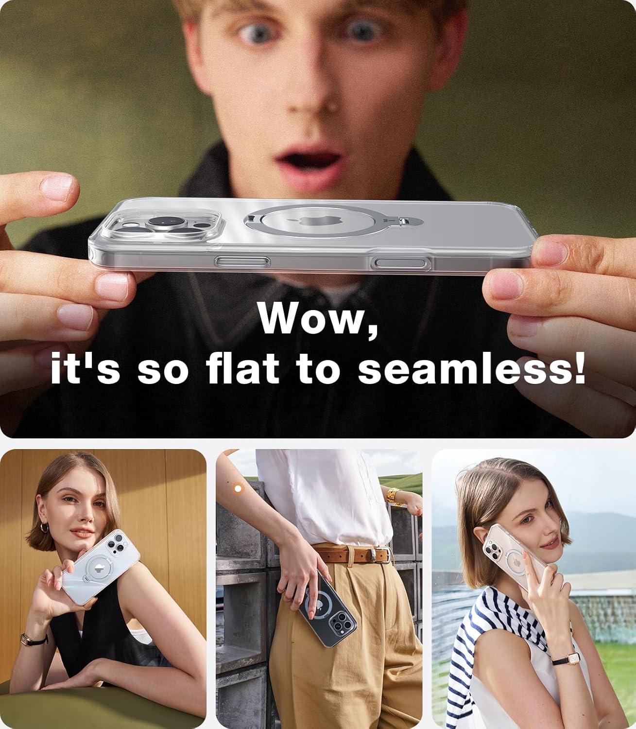 imageTORRAS 360 Spin Magnetic Stand for iPhone 16 Case 61 inch Compatible with Magsafe 12FT Military Grade Protection Shockproof Slim Case for iPhone 16 Phone Case with Kickstand amp Ring Holder BlackClear