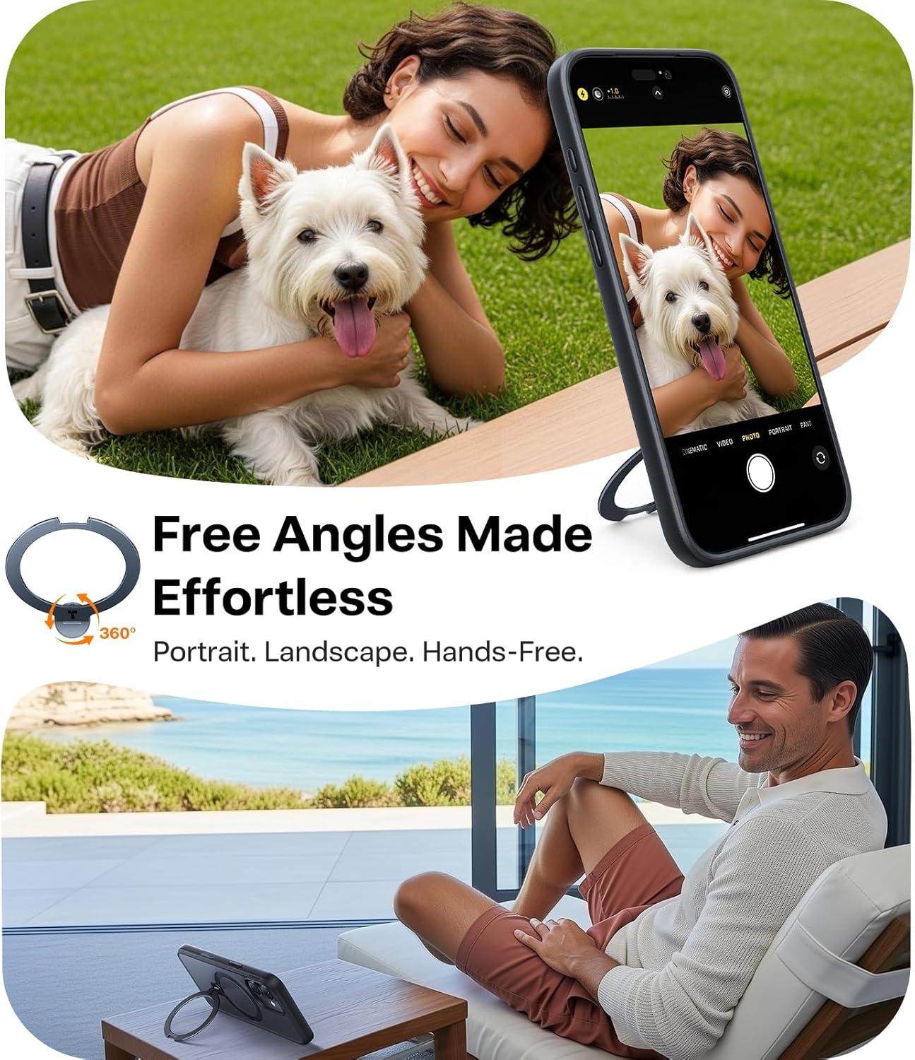 imageTORRAS 360 Spin Magnetic Stand for iPhone 16 Pro Max Case Fit for MagSafe Military Grade Protective Case for iPhone 16 Pro Max Phone Case with Kickstand Rotatable Black 69 inchBlack