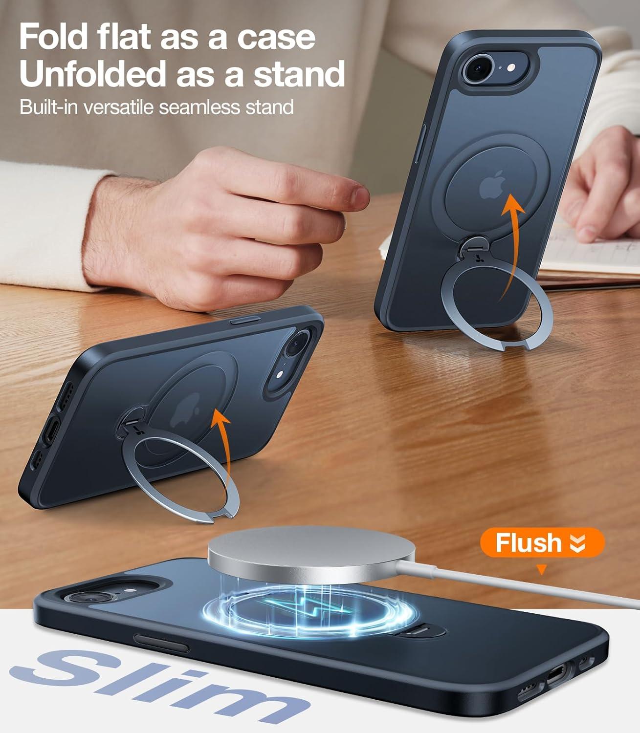 imageTORRAS 360 Spin Magnetic Stand for iPhone 16 Pro Max Case Fit for MagSafe Military Grade Protective Case for iPhone 16 Pro Max Phone Case with Kickstand Rotatable Black 69 inchBlack