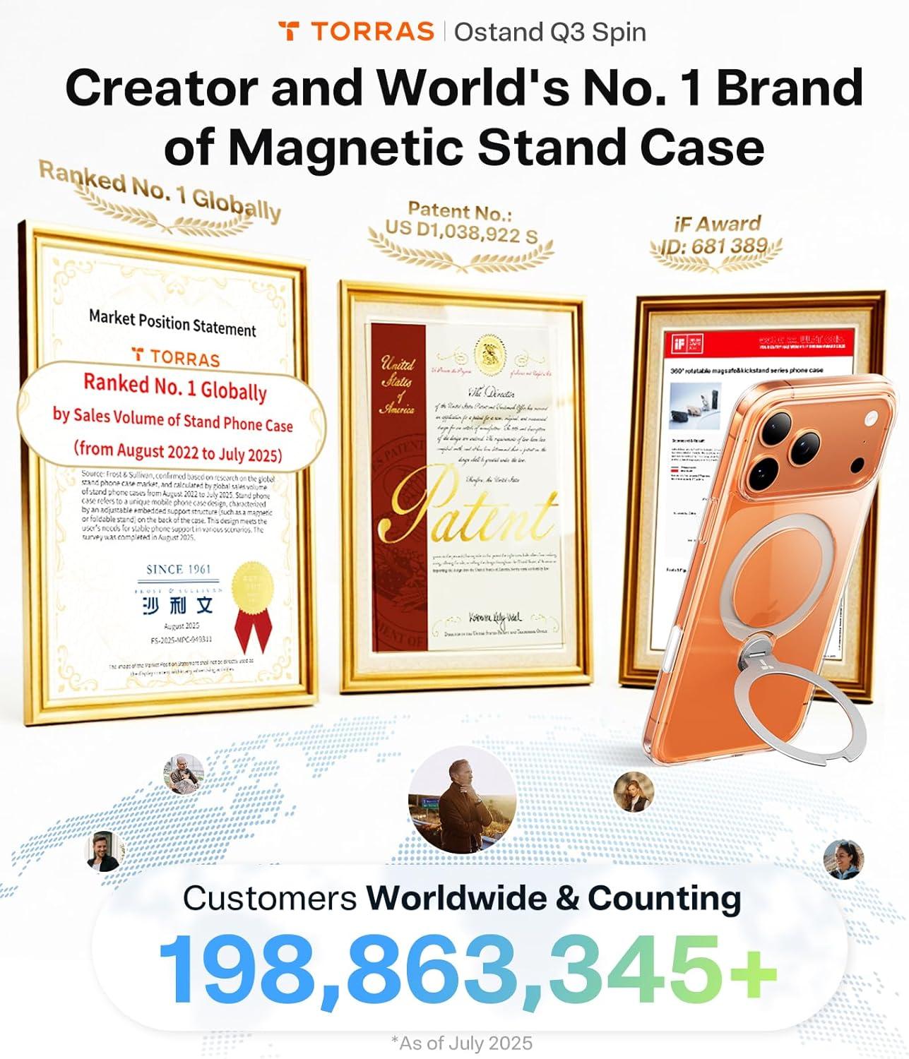 imageTORRAS 360 Spin Magnetic Stand for iPhone 16 Pro Max Case Fit for MagSafe Military Grade Protective Case for iPhone 16 Pro Max Phone Case with Kickstand Rotatable Black 69 inchClear