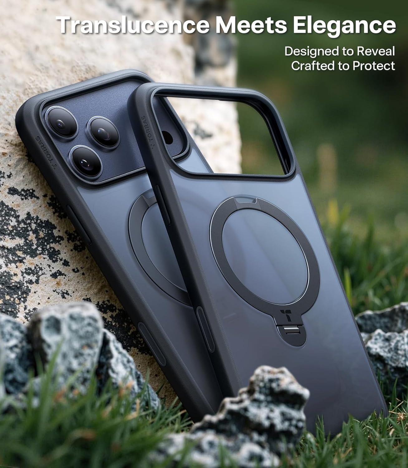 imageTORRAS 360 Spin Magnetic Stand for iPhone 16 Pro Max Case Fit for MagSafe Military Grade Protective Case for iPhone 16 Pro Max Phone Case with Kickstand Rotatable Black 69 inchBlack