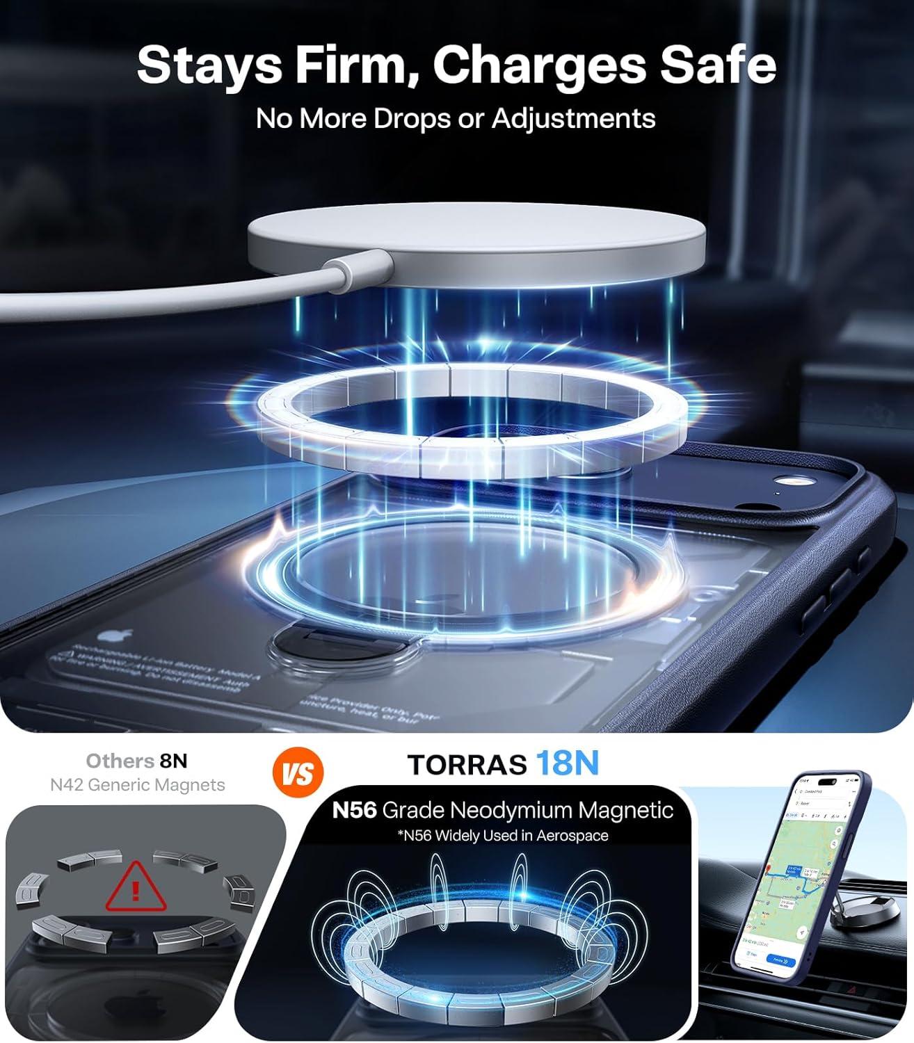 imageTORRAS 360 Spin Magnetic Stand for iPhone 16 Pro Max Case Fit for MagSafe Military Grade Protective Case for iPhone 16 Pro Max Phone Case with Kickstand Rotatable Black 69 inchBlue