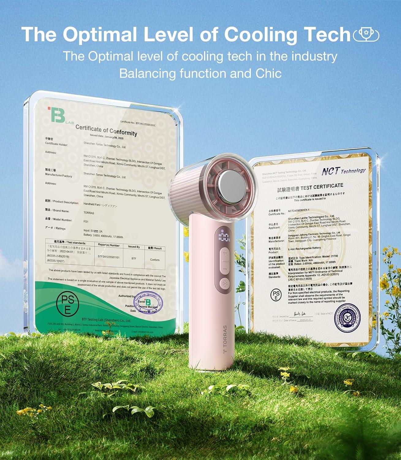 imageTORRAS COOLiFY iva Handheld Fan with Ice Cooler 0100 Adjustable Speed Super Mini Powerful Portable Fan 5000mAh Rechargeable Hand Fans for Travel Essentials Outdoor Gifts for Dad Women CharcoalPink