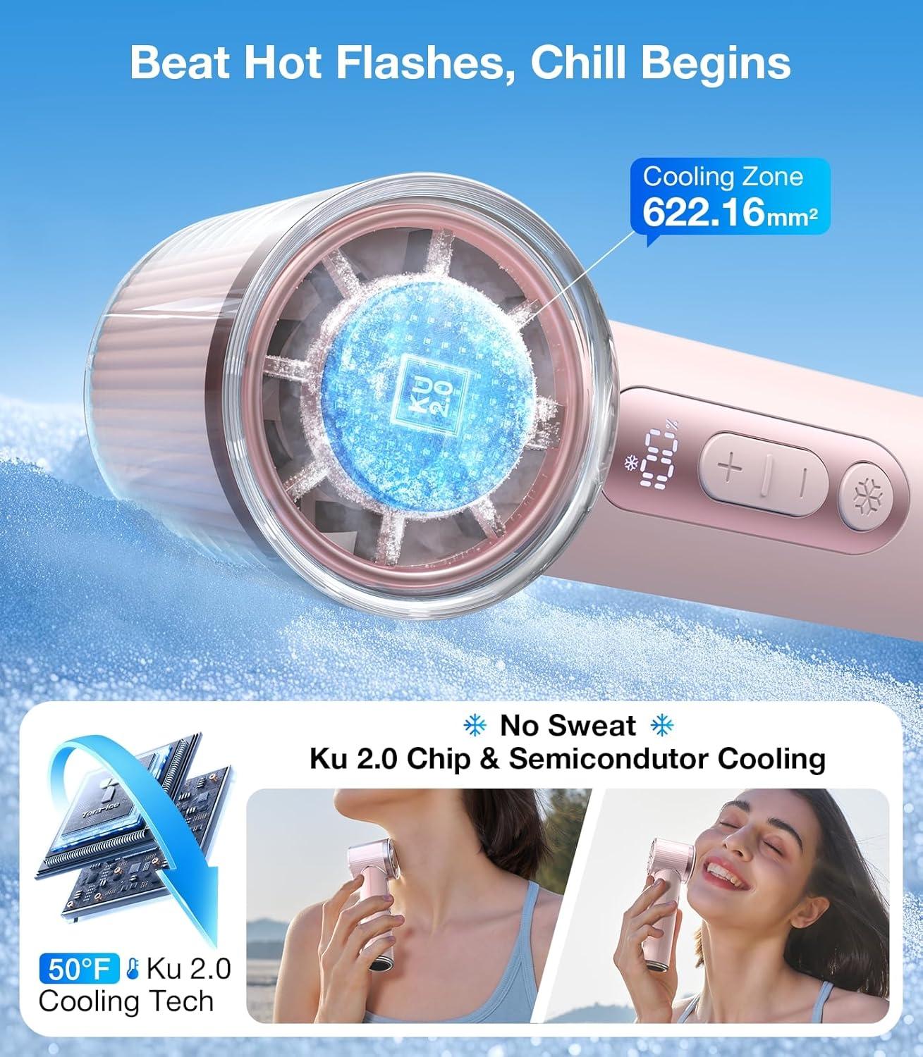 imageTORRAS COOLiFY iva Handheld Fan with Ice Cooler 0100 Adjustable Speed Super Mini Powerful Portable Fan 5000mAh Rechargeable Hand Fans for Travel Essentials Outdoor Gifts for Dad Women CharcoalPink