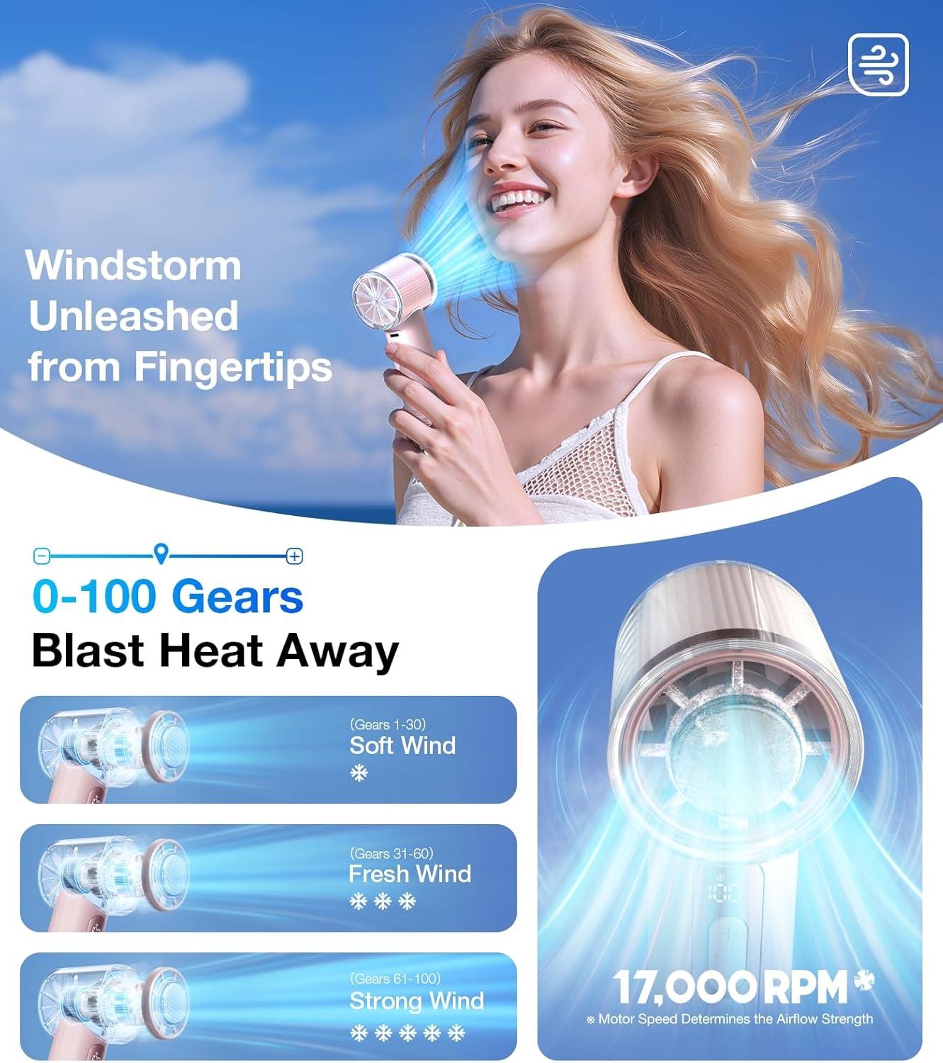 imageTORRAS COOLiFY iva Handheld Fan with Ice Cooler 0100 Adjustable Speed Super Mini Powerful Portable Fan 5000mAh Rechargeable Hand Fans for Travel Essentials Outdoor Gifts for Dad Women CharcoalPink