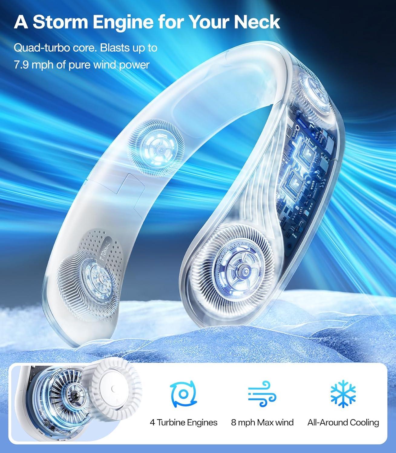 imageTORRAS COOLiTE Neck Fan Industrys Strongest Wind Power Portable Neck Fan with 14H Battery 360 Cooling Neck Fan Lightweight amp Foldable Neck Fans for Outdoor Travel Gifts for Dad Women IvoryLight Blue