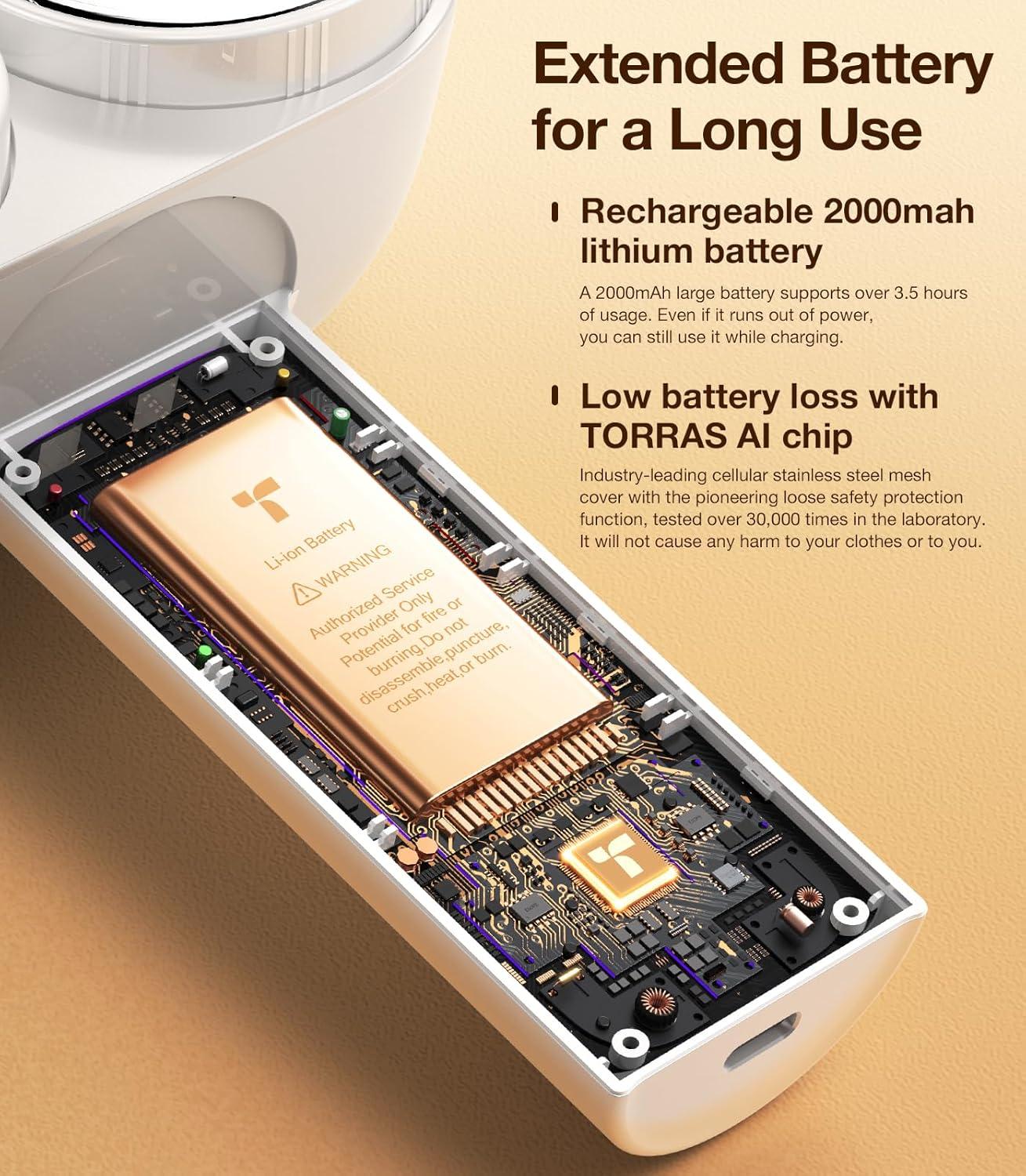 imageTORRAS DualHead Fabric Shaver Longest Durability amp 50ml Large Capacity Rechargeable Lint Removers to Remove Pills 6Leaf Blades Defuzzer Electric Shaver for Clothes Couch Furniture Pearl WhiteWhite