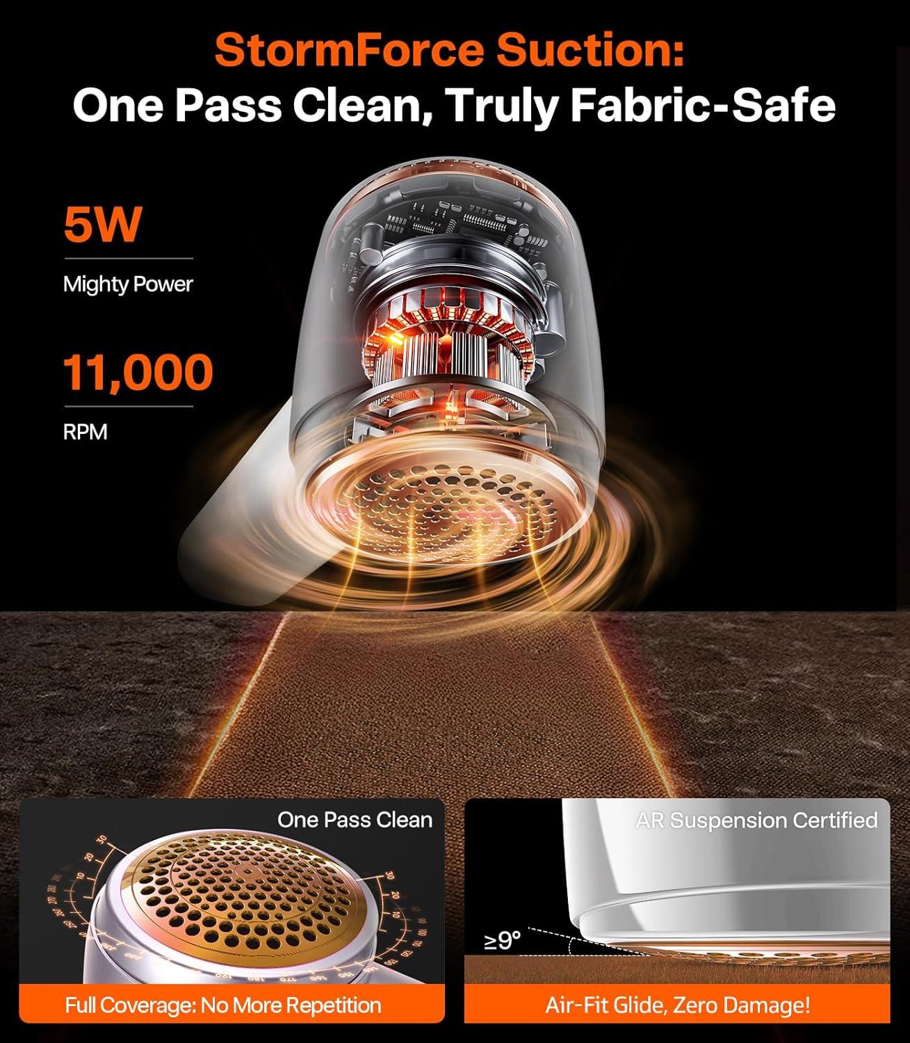 imageTORRAS DualHead Fabric Shaver Longest Durability amp 50ml Large Capacity Rechargeable Lint Removers to Remove Pills 6Leaf Blades Defuzzer Electric Shaver for Clothes Couch Furniture Pearl WhitePearl