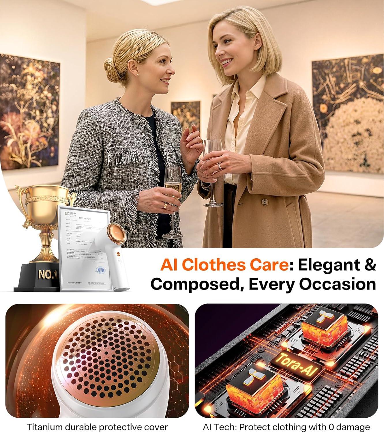 imageTORRAS DualHead Fabric Shaver Longest Durability amp 50ml Large Capacity Rechargeable Lint Removers to Remove Pills 6Leaf Blades Defuzzer Electric Shaver for Clothes Couch Furniture Pearl WhitePearl