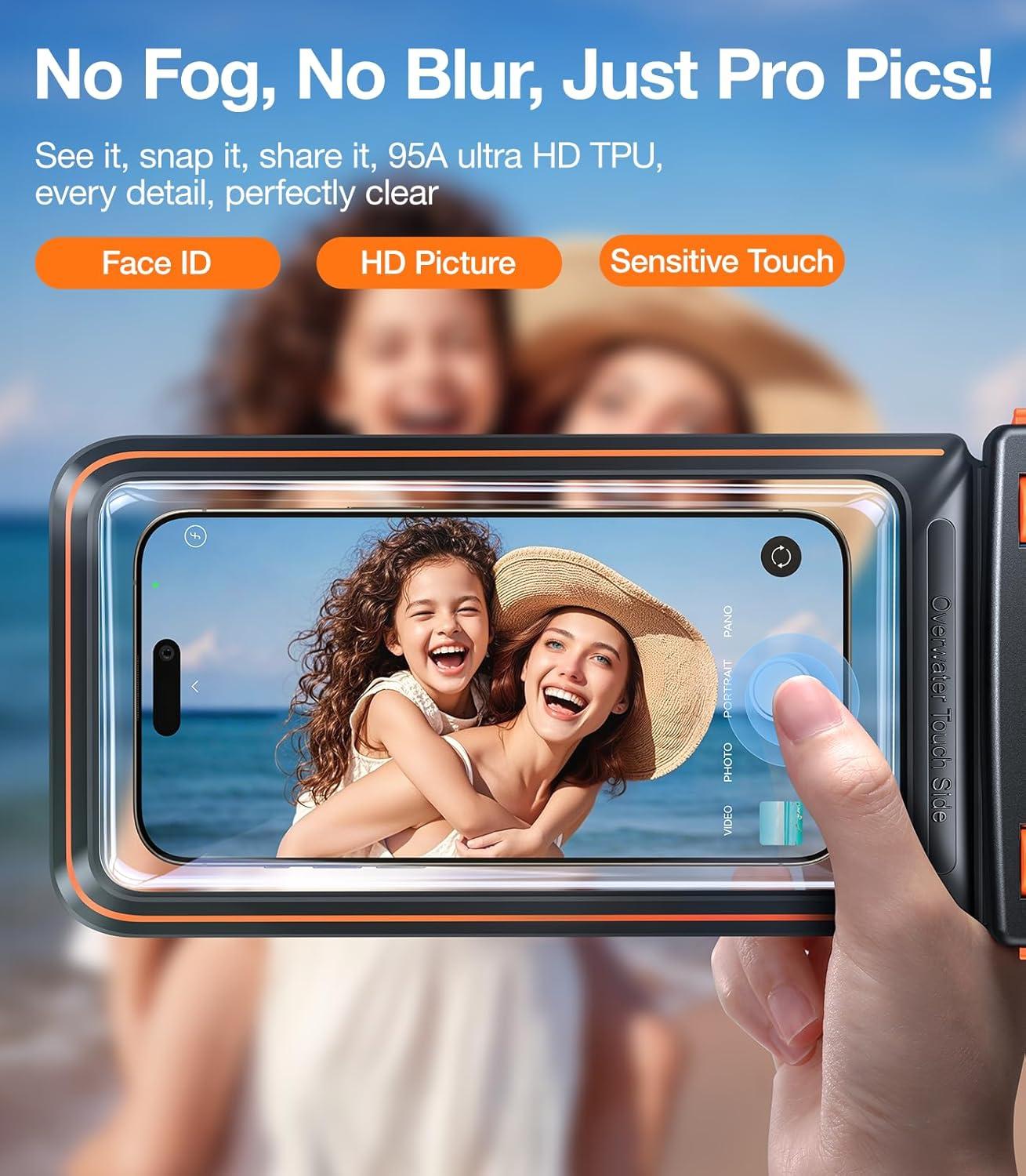 imageTORRAS IPX8 Waterproof Phone Pouch Floating Underwater Screen Touchable Water Proof Case with Lanyard for iPhone 17 Pro Max 16 S25 Cellphone Dry Bag Cruise Essentials 70 inch Black1 PackBlack