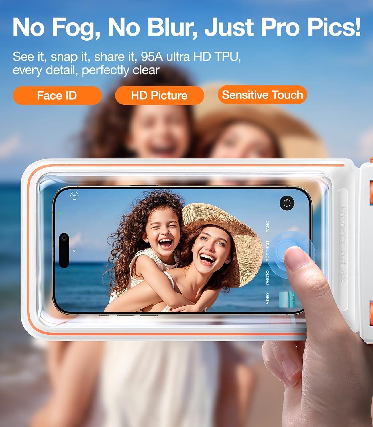 imageTORRAS IPX8 Waterproof Phone Pouch Floating Underwater Screen Touchable Water Proof Case with Lanyard for iPhone 17 Pro Max 16 S25 Cellphone Dry Bag Cruise Essentials 70 inch Black2 PackBlack White