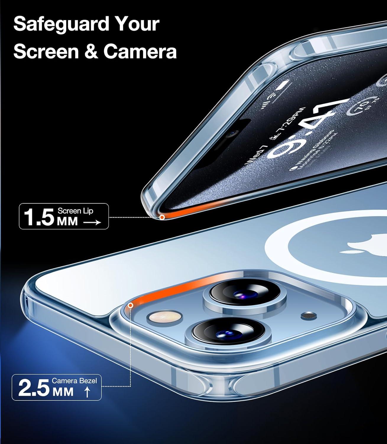 imageTORRAS Magnetic Shockproof for iPhone 16 Case18N Mighty Magnetic 12FT Military Grade Drop Tested Fit for MagSafe Protective Hard Back Plastic Slim Phone Case for iPhone 16 61 Black TitaniumDiamond Clear