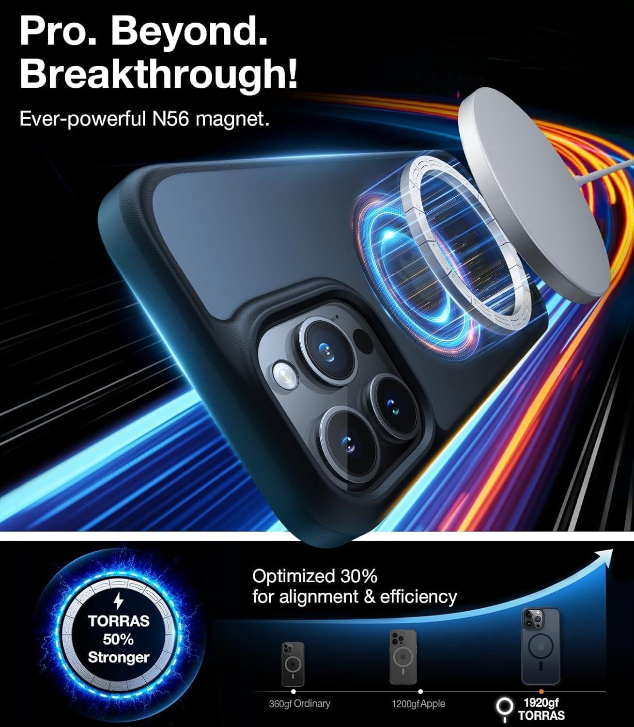 imageTORRAS Magnetic Shockproof for iPhone 16 Case18N Mighty Magnetic 12FT Military Grade Drop Tested Fit for MagSafe Protective Hard Back Plastic Slim Phone Case for iPhone 16 61 Black TitaniumBlack