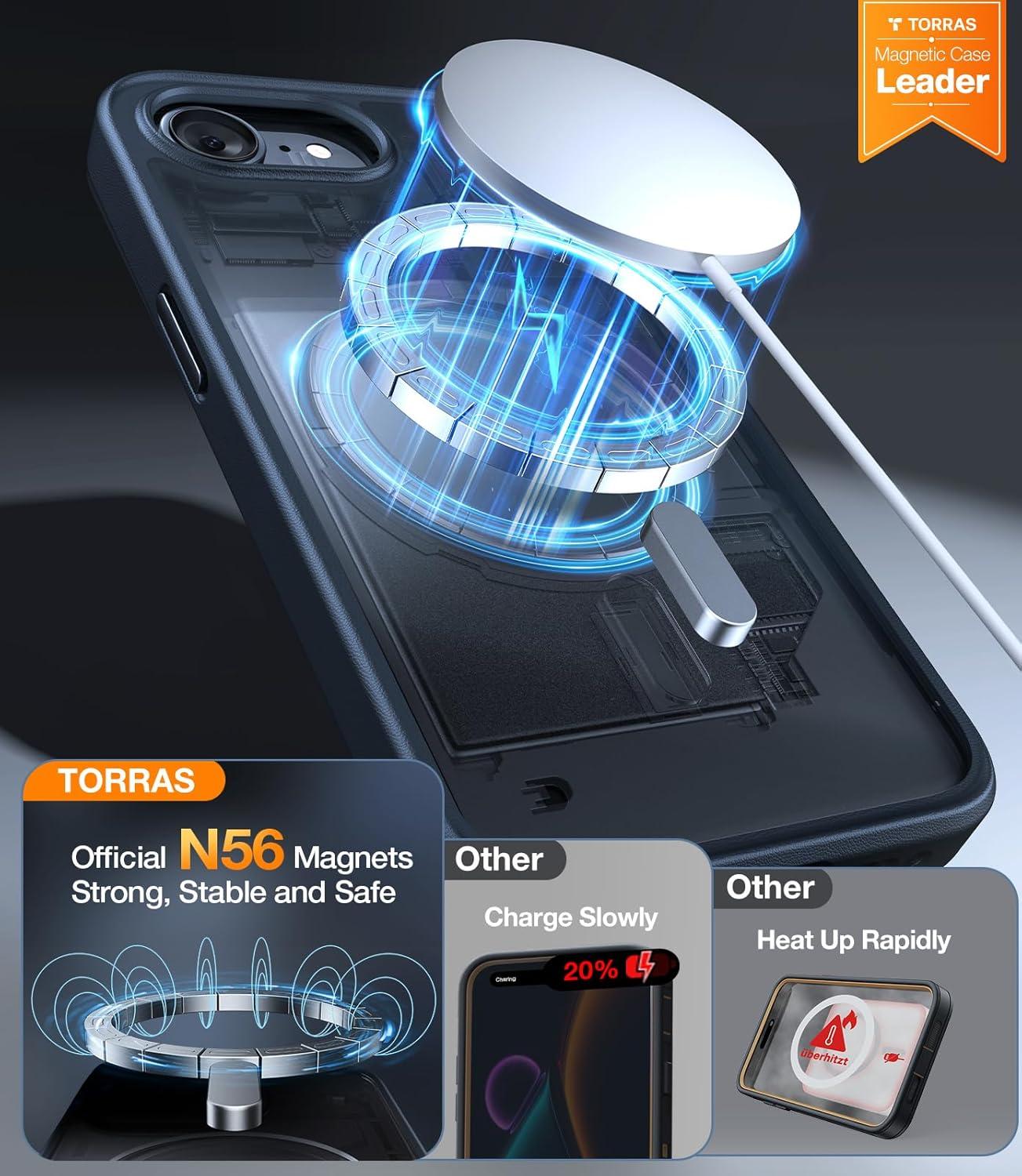 imageTORRAS Magnetic Shockproof for iPhone 16 Case18N Mighty Magnetic 12FT Military Grade Drop Tested Fit for MagSafe Protective Hard Back Plastic Slim Phone Case for iPhone 16 61 Black TitaniumBlack