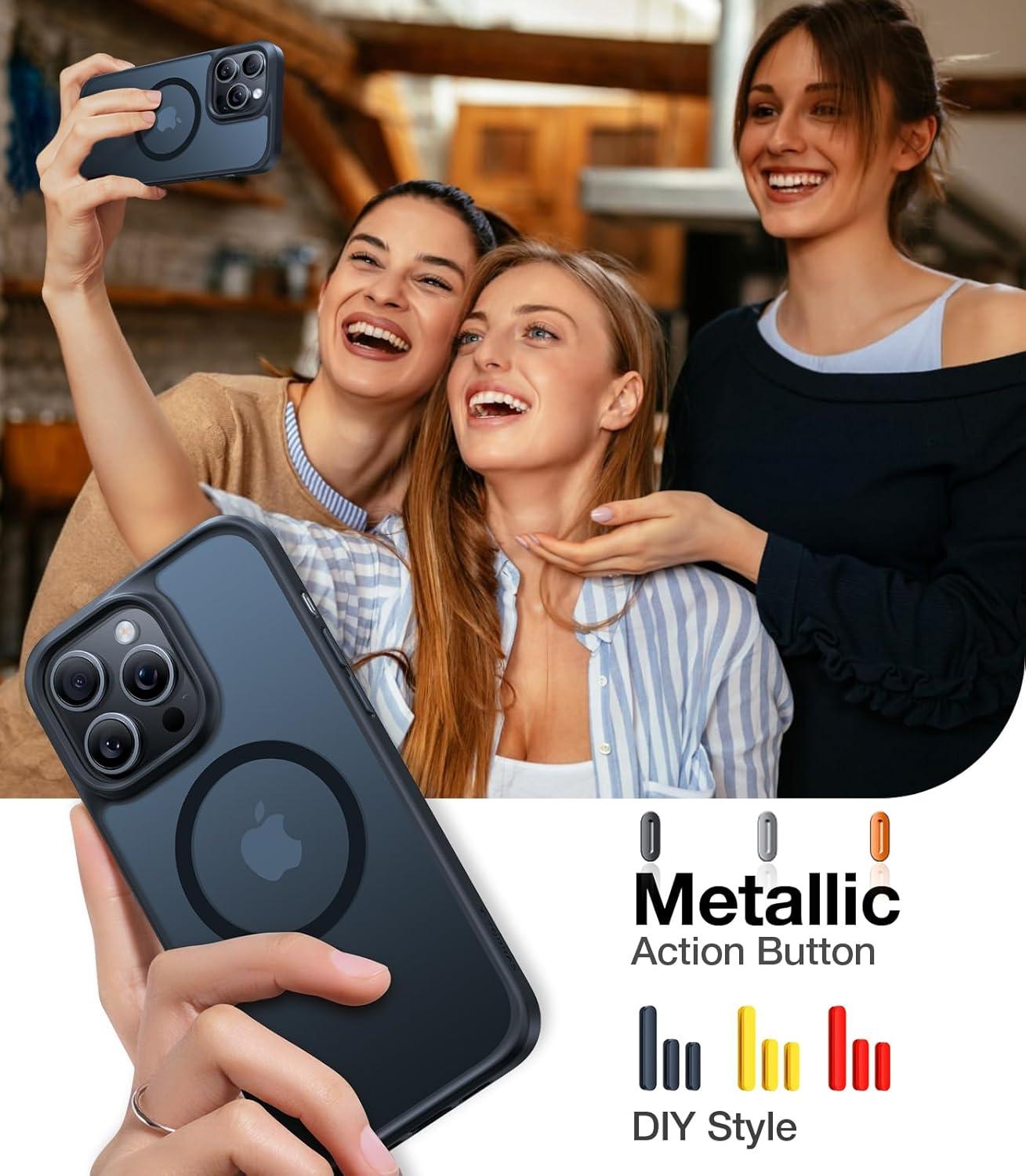 imageTORRAS Magnetic Shockproof for iPhone 16 Case18N Mighty Magnetic 12FT Military Grade Drop Tested Fit for MagSafe Protective Hard Back Plastic Slim Phone Case for iPhone 16 61 Black TitaniumBlack