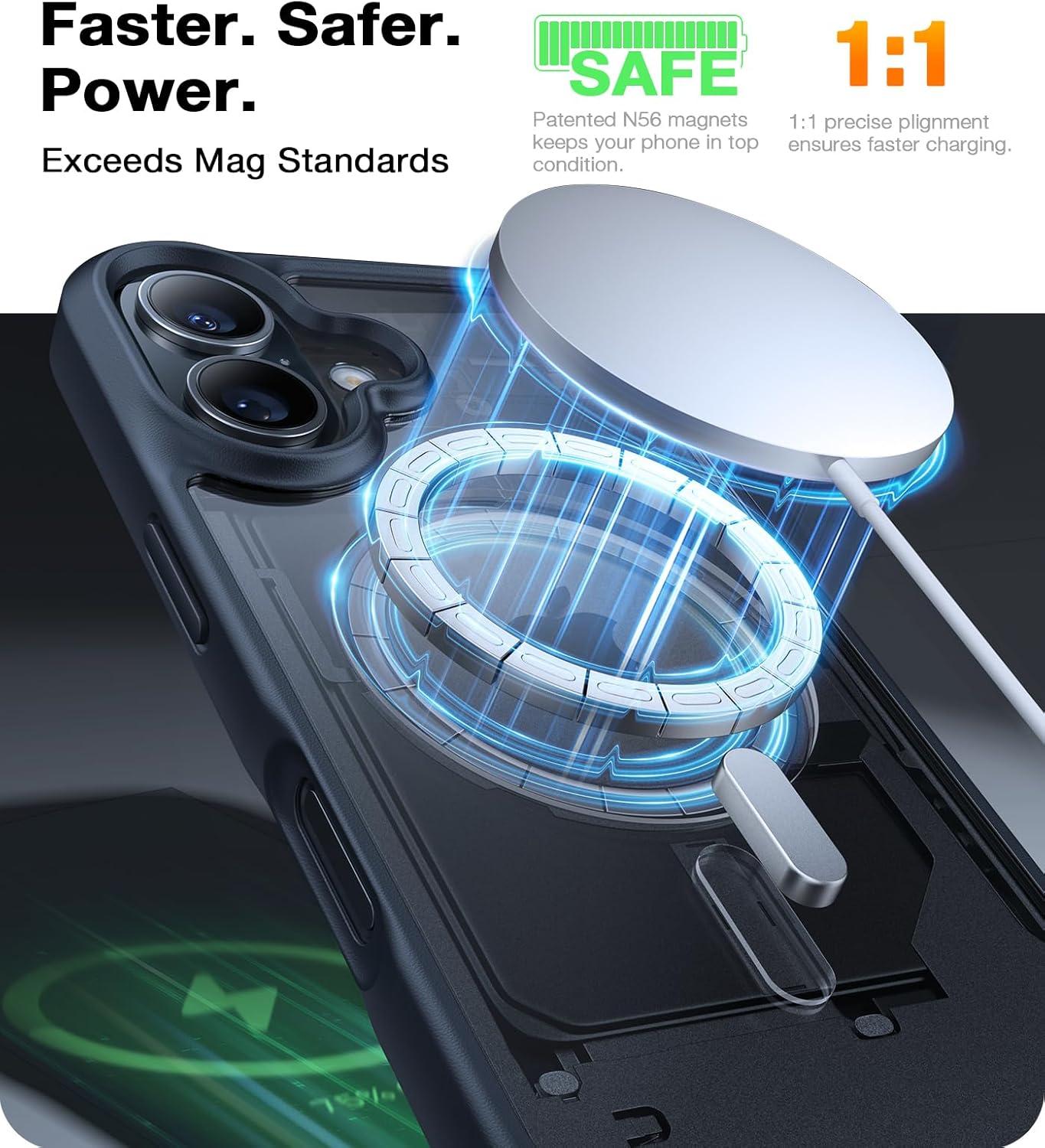 imageTORRAS Magnetic Shockproof for iPhone 16 Case18N Mighty Magnetic 12FT Military Grade Drop Tested Fit for MagSafe Protective Hard Back Plastic Slim Phone Case for iPhone 16 61 Black TitaniumBlack