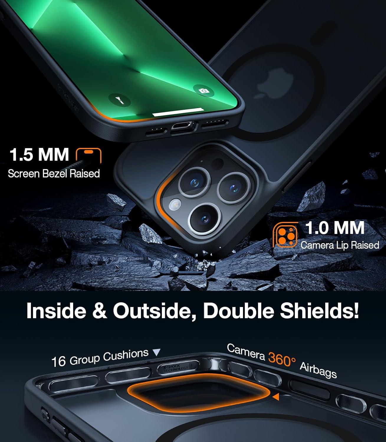 imageTORRAS Magnetic Shockproof for iPhone 16 Case18N Mighty Magnetic 12FT Military Grade Drop Tested Fit for MagSafe Protective Hard Back Plastic Slim Phone Case for iPhone 16 61 Black TitaniumBlack
