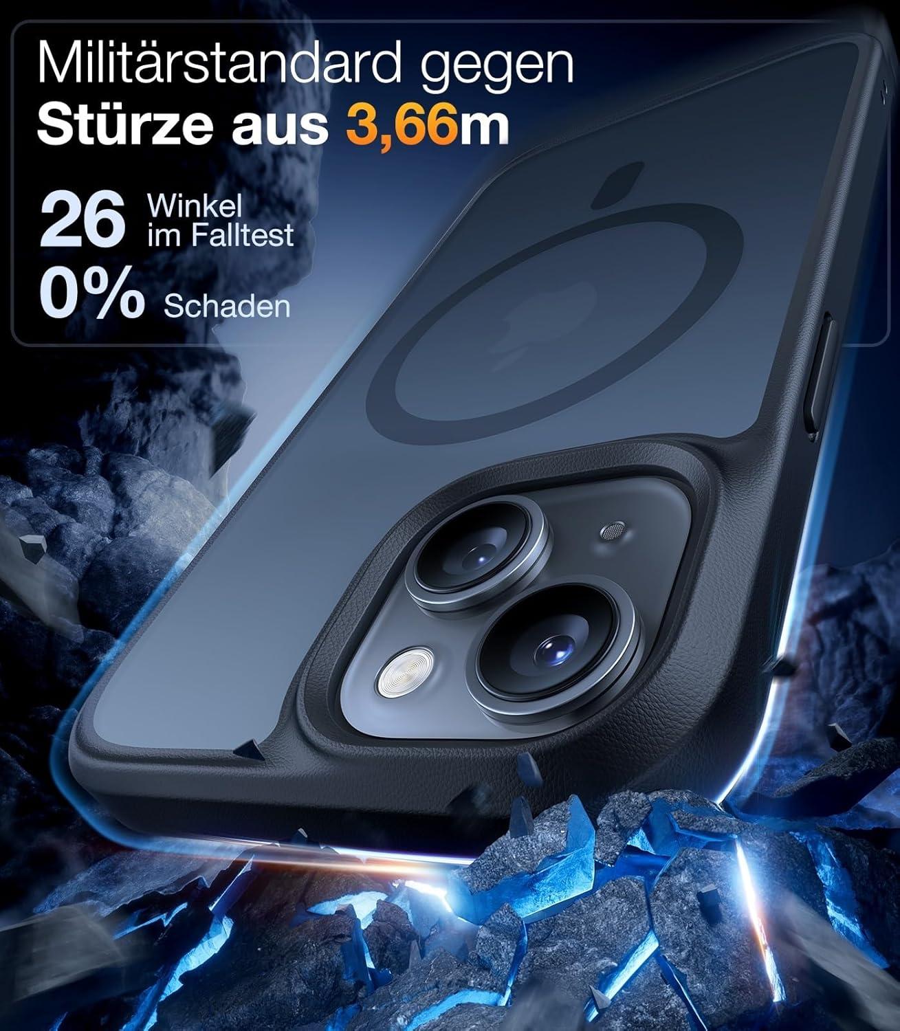 imageTORRAS Magnetic Shockproof for iPhone 16 Case18N Mighty Magnetic 12FT Military Grade Drop Tested Fit for MagSafe Protective Hard Back Plastic Slim Phone Case for iPhone 16 61 Black TitaniumBlack