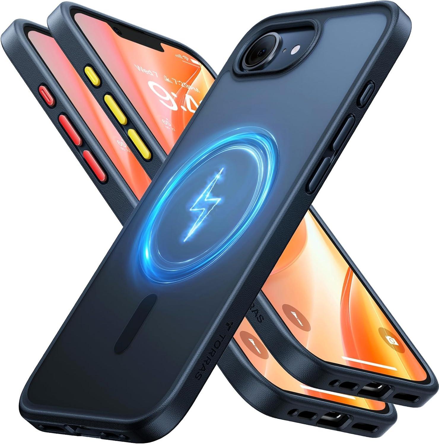 imageTORRAS Magnetic Shockproof for iPhone 16 Case18N Mighty Magnetic 12FT Military Grade Drop Tested Fit for MagSafe Protective Hard Back Plastic Slim Phone Case for iPhone 16 61 Black TitaniumBlack