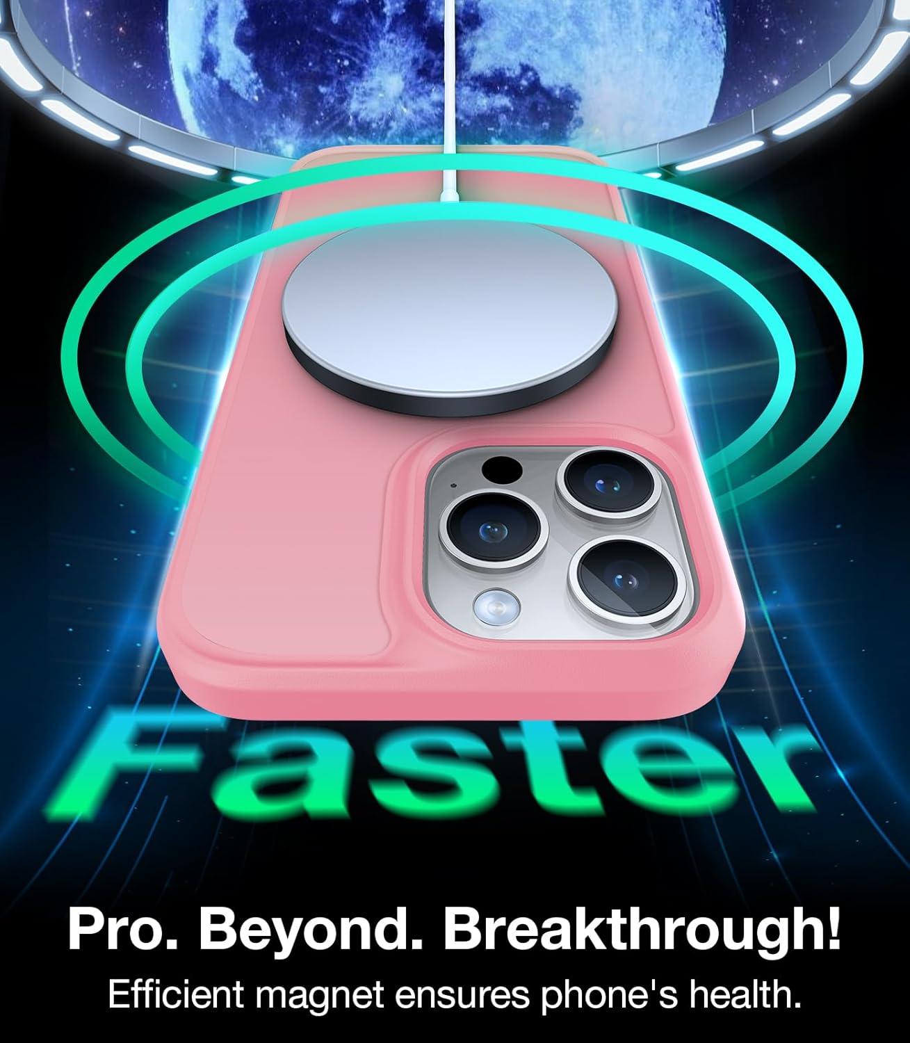 imageTORRAS Magnetic Shockproof for iPhone 16 Case18N Mighty Magnetic 12FT Military Grade Drop Tested Fit for MagSafe Protective Hard Back Plastic Slim Phone Case for iPhone 16 61 Black TitaniumLight Pink