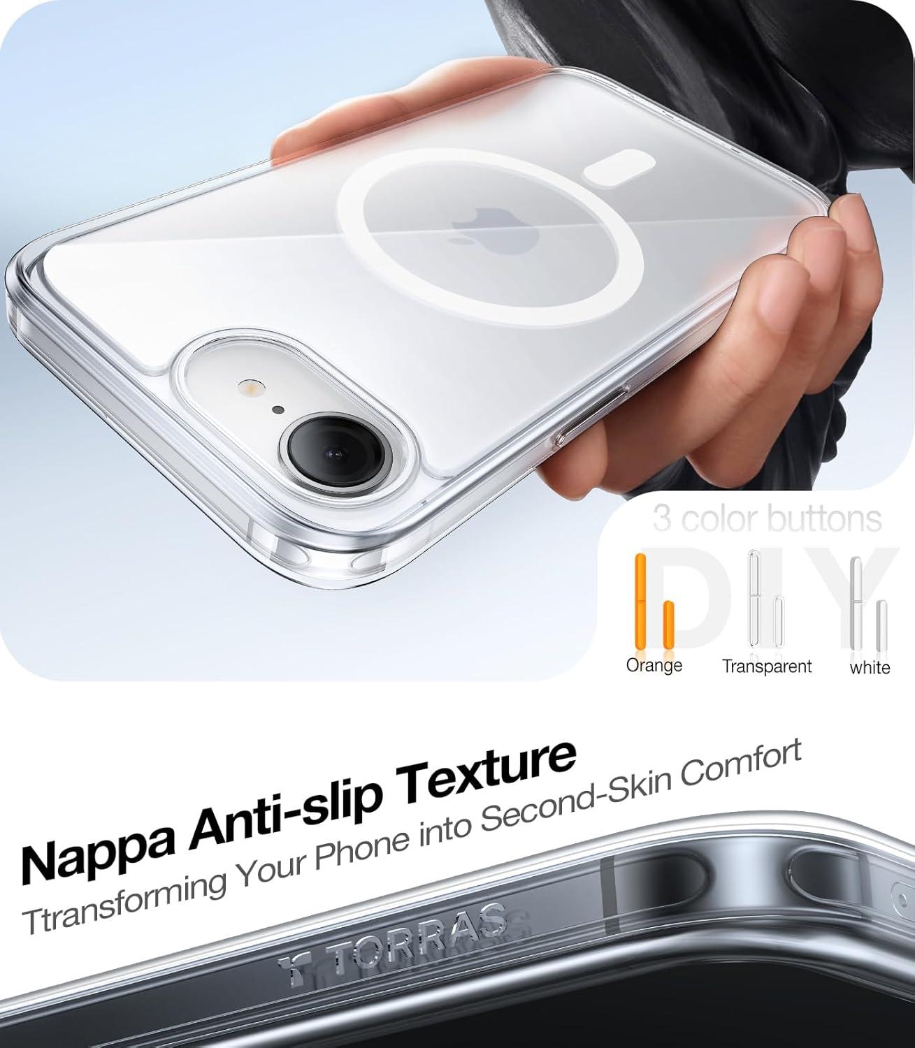 imageTORRAS Magnetic Shockproof for iPhone 16 Case18N Mighty Magnetic 12FT Military Grade Drop Tested Fit for MagSafe Protective Hard Back Plastic Slim Phone Case for iPhone 16 61 Black TitaniumDiamond Clear