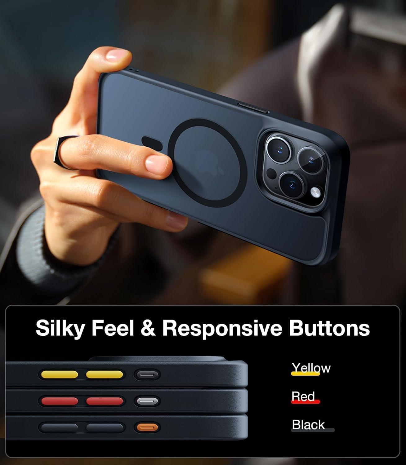 imageTORRAS Magnetic Shockproof for iPhone 16 Case18N Mighty Magnetic 12FT Military Grade Drop Tested Fit for MagSafe Protective Hard Back Plastic Slim Phone Case for iPhone 16 61 Black TitaniumBlack