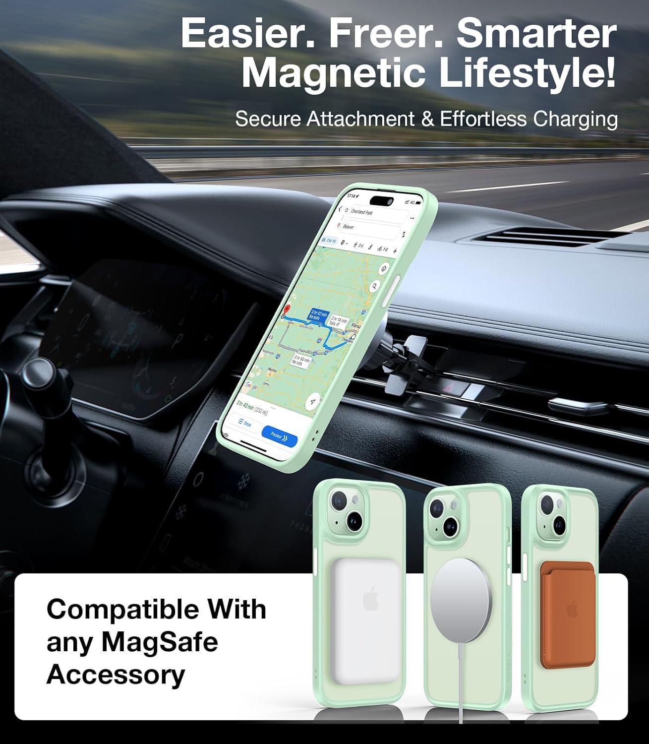 imageTORRAS Magnetic Shockproof for iPhone 16 Case18N Mighty Magnetic 12FT Military Grade Drop Tested Fit for MagSafe Protective Hard Back Plastic Slim Phone Case for iPhone 16 61 Black TitaniumGreen