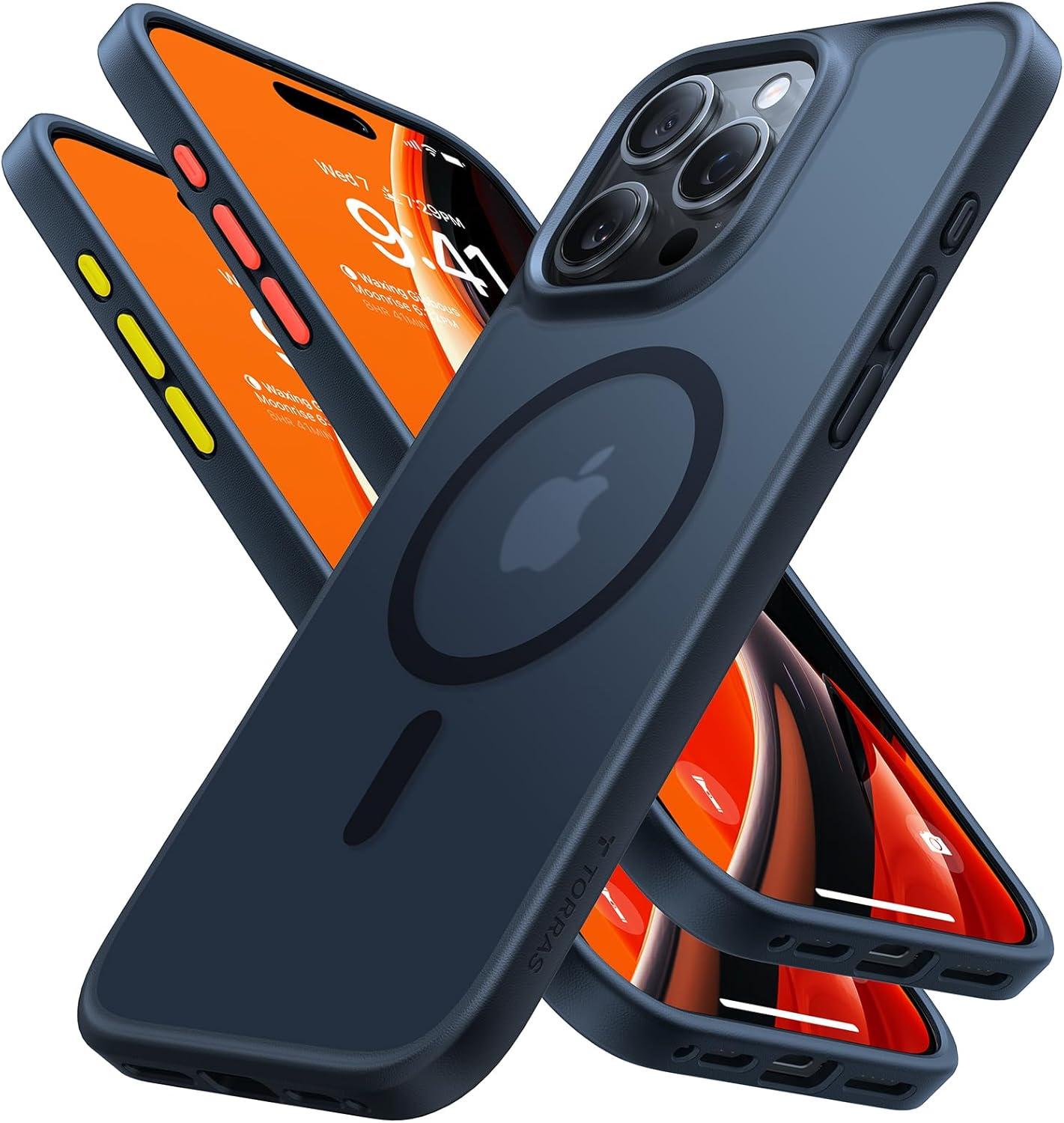 imageTORRAS Magnetic Shockproof for iPhone 16 Case18N Mighty Magnetic 12FT Military Grade Drop Tested Fit for MagSafe Protective Hard Back Plastic Slim Phone Case for iPhone 16 61 Black TitaniumBlack